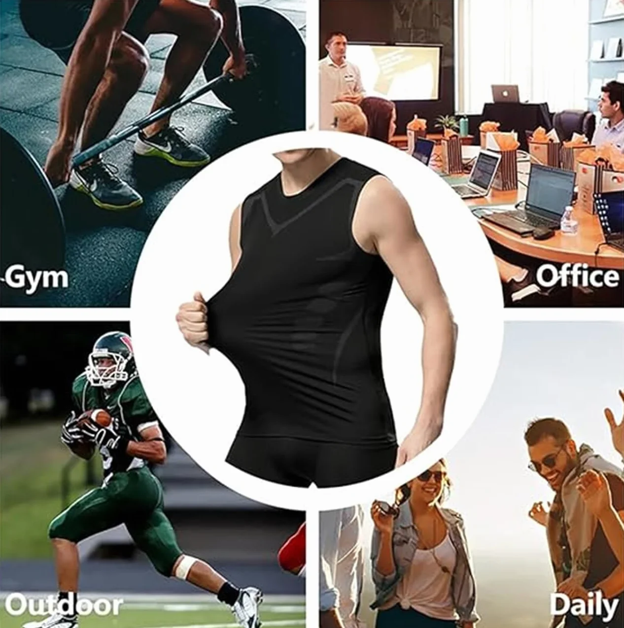 Vitaboost - Camiseta de compresión, nueva versión 2024, chaleco sin mangas con forma iónica, camiseta sin mangas de compresión para hombre, camiseta deportiva sin mangas para construir un cuerpo