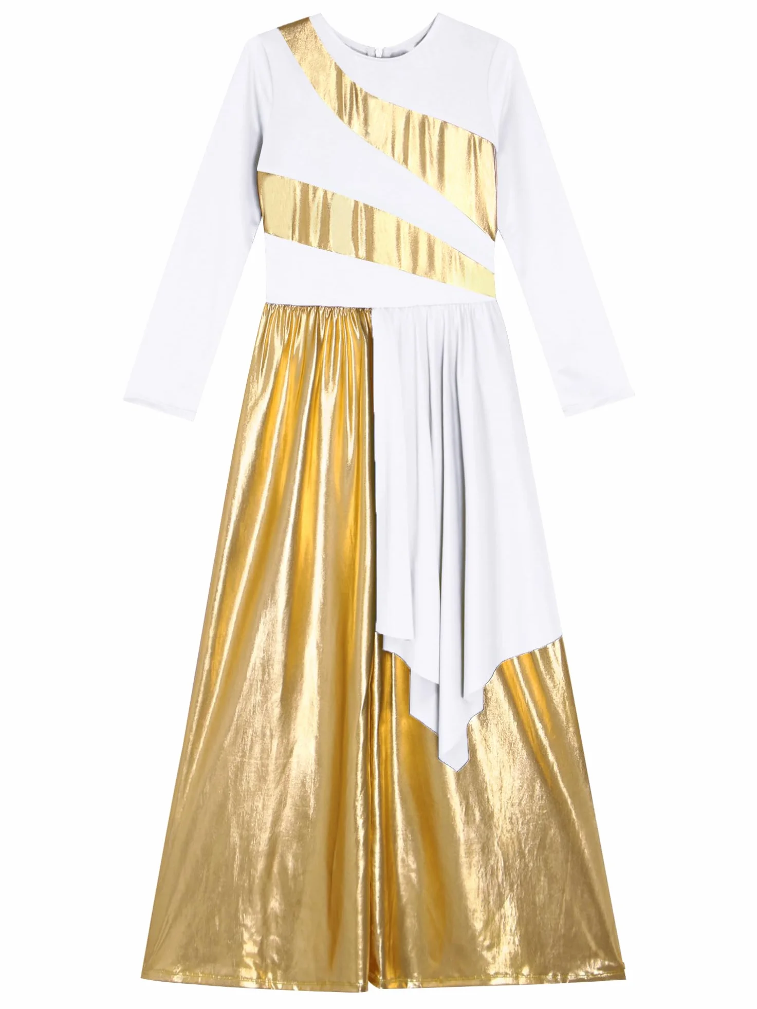 Alvivi Traje de Danza Cristiana de Litúrgica para Niñas Mono Pantalón de Baile con Brillantes Metálicos Traje de Danza Contemporánea Coral Actuación