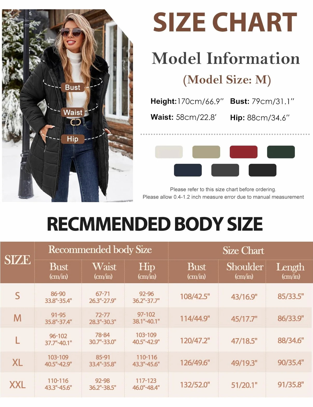 Yuson Girl Abrigo Parka Mujer Largo con Capucha Invierno Forro Polar Sherpa Chaqueta para Mujer Gruesa Abrigos de Piel Cremallera Cálido Jacket Resistente Agua Coat con Bolsillos