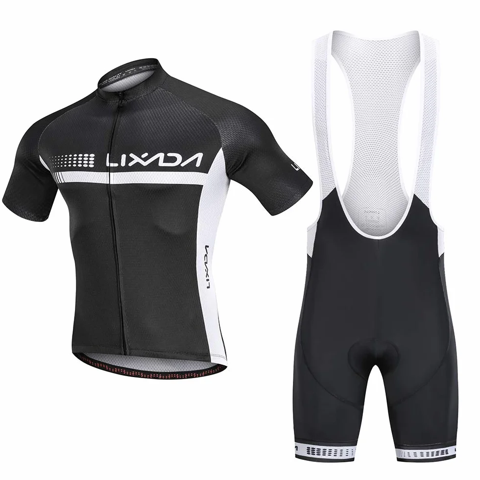 Lixada Traje Ciclismo Hombre, Ropa Ciclismo Hombre Culote Bicicleta Hombre Equipacion Ciclismo Hombre Mallot y Culot MTB, Jersey + Pantalones Cortos y Babero MTB TranspirableAcolchado para Ciclismo