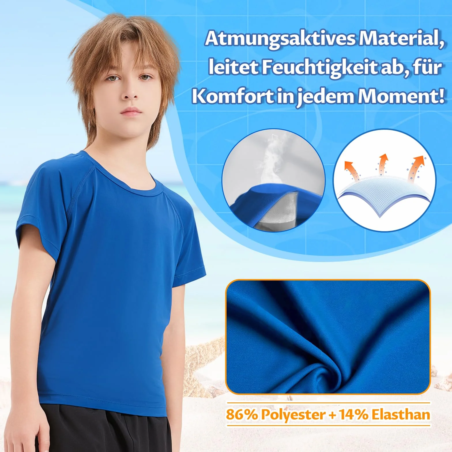 TBoonor Protección UV UPF 50+ para Niños - Camiseta Rashguard de Manga Corta de Secado Rápido para Baño