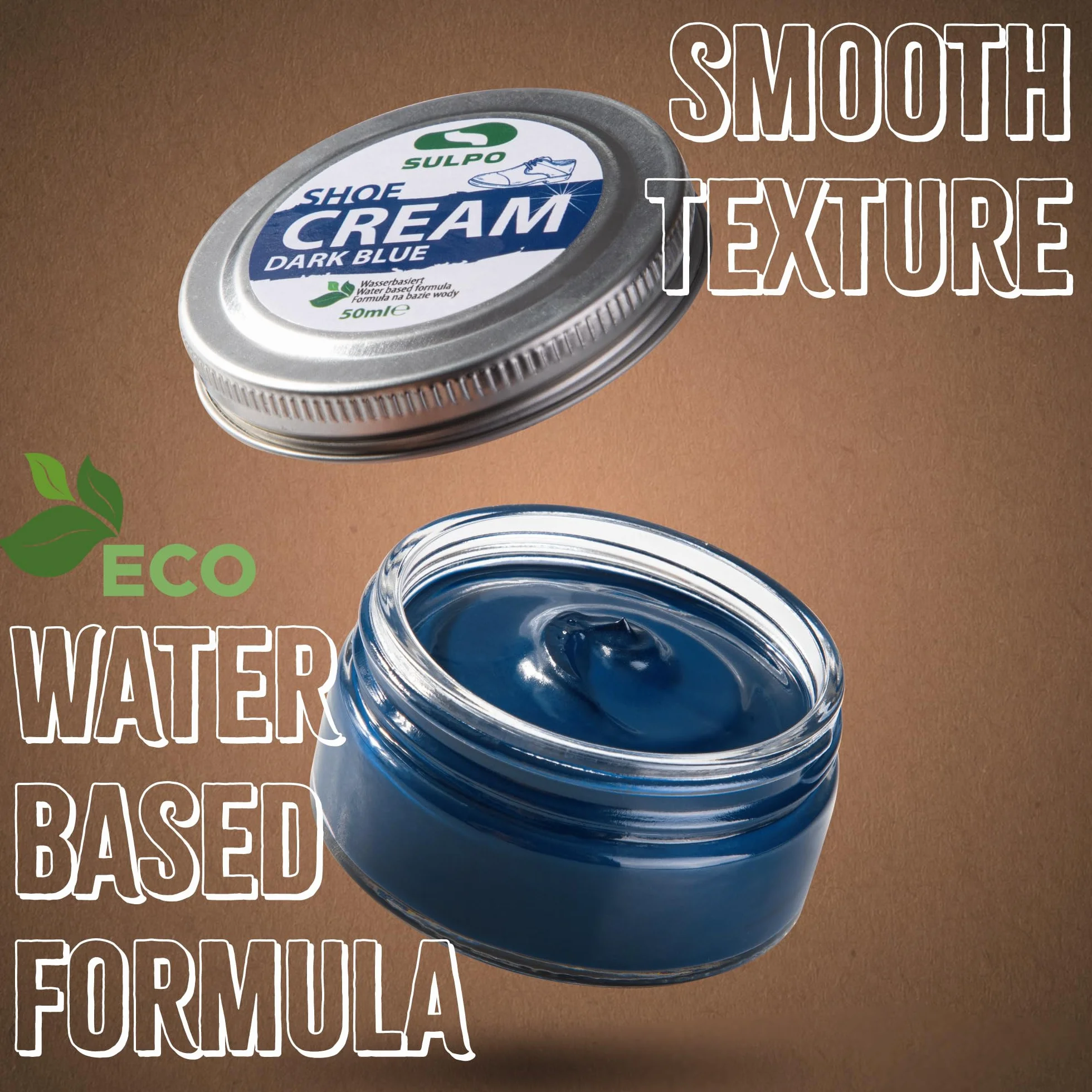 SULPO crema zapatos negro - betun para zapatos - crema zapatos cuero - con base de agua- acondicionador de cuero - crema limpiadora zapatillas - 50 ml