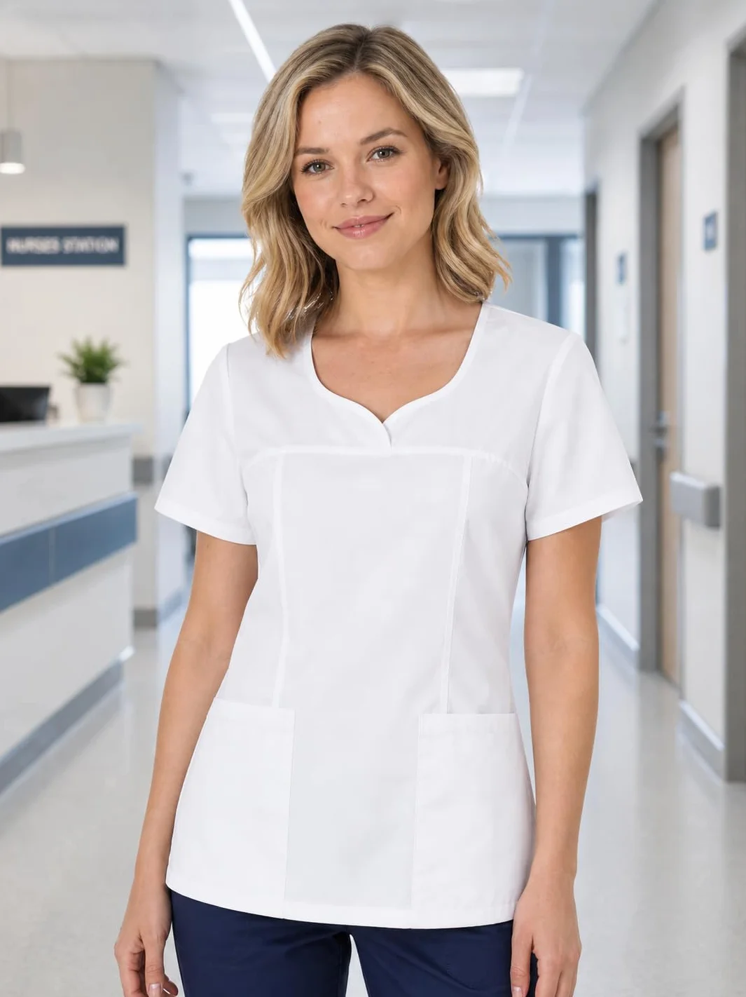 B-well Ines Casaca Elástica Señora Uniforme Estética Casacas Sanitarias Mujer Manga Corta Cuello V Uniformes Sanitarios Mujereterinarios