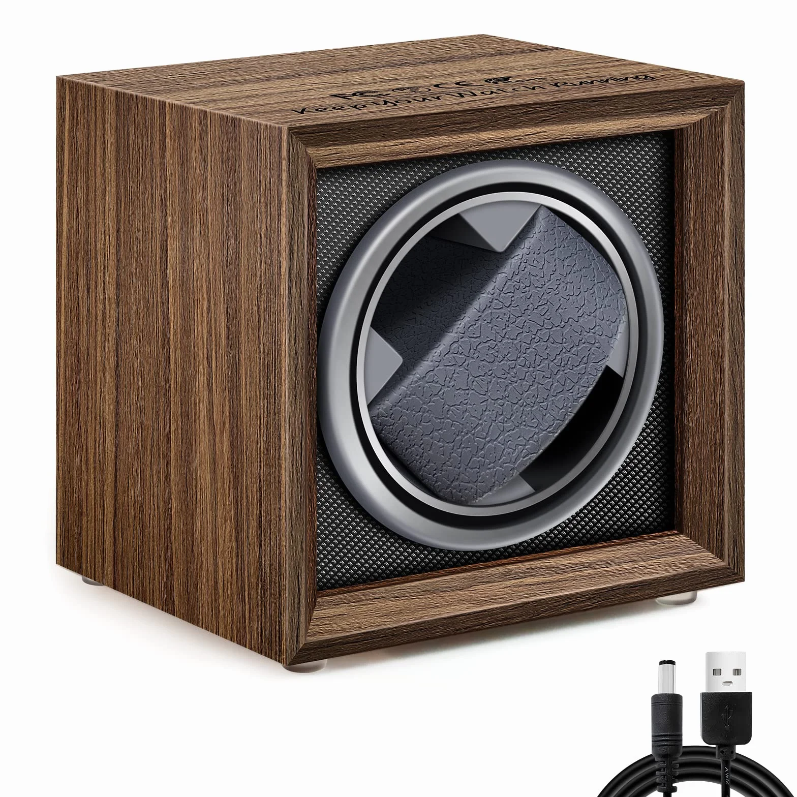Automatic Watch Winder, Watch Winder Box Single Watch Winders for 1 Watches Self Winding Watches Shaker Spinner Wooden Watch Turner Rotator Display Case with Quiet Motor Auto Watch Turner USB Powered