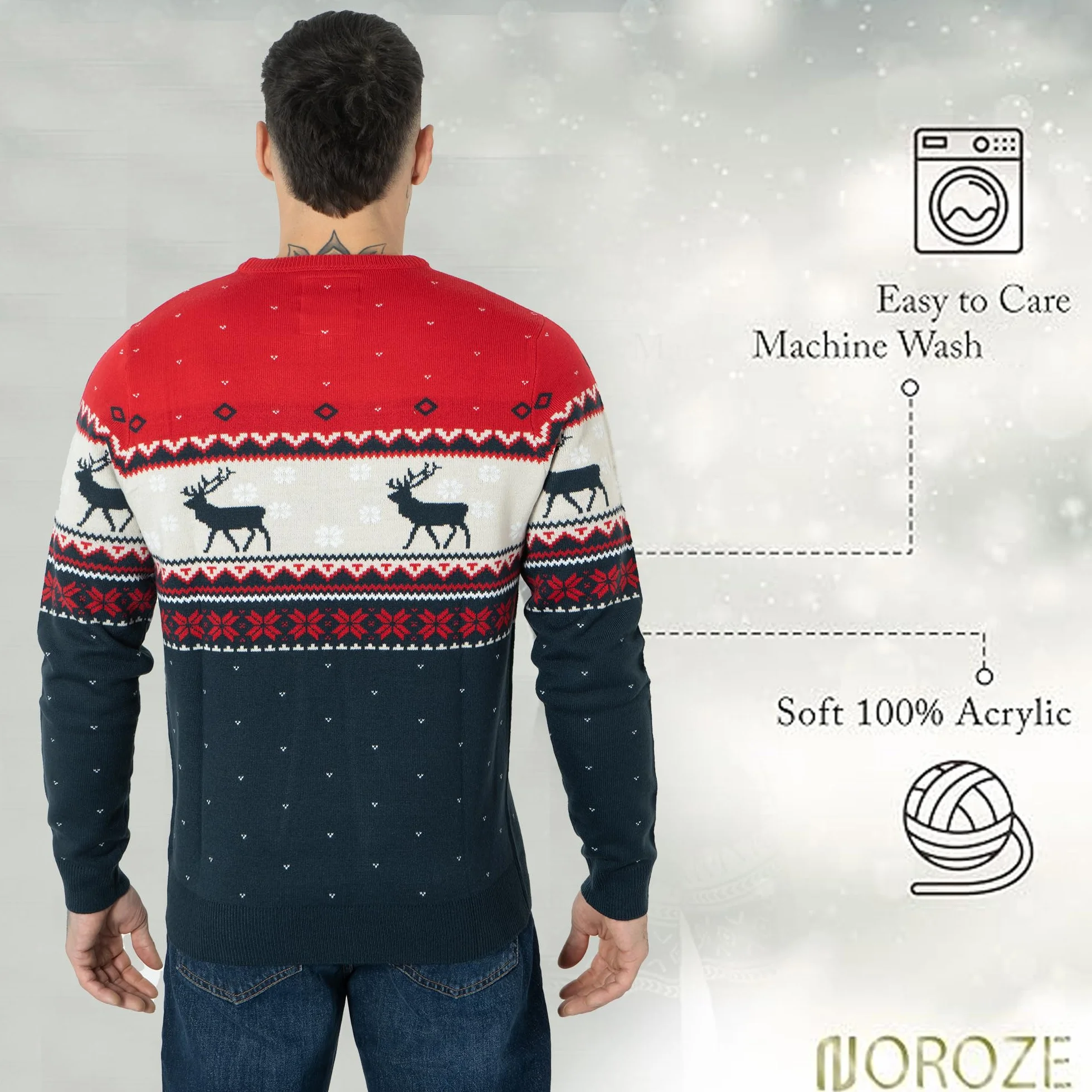 NOROZE Suéter de Navidad de Punto para Hombre y Mujer, Unisex, de Primera Calidad, de Punto Jumper Pulóver