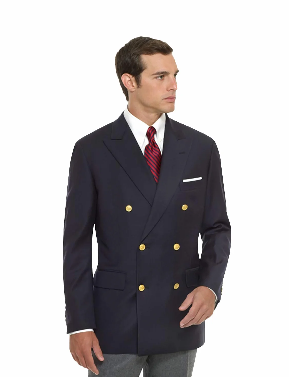 Hombre Chaqueta Blazer con Solapa en Pico y Botones Cruzados para Negocios Formales