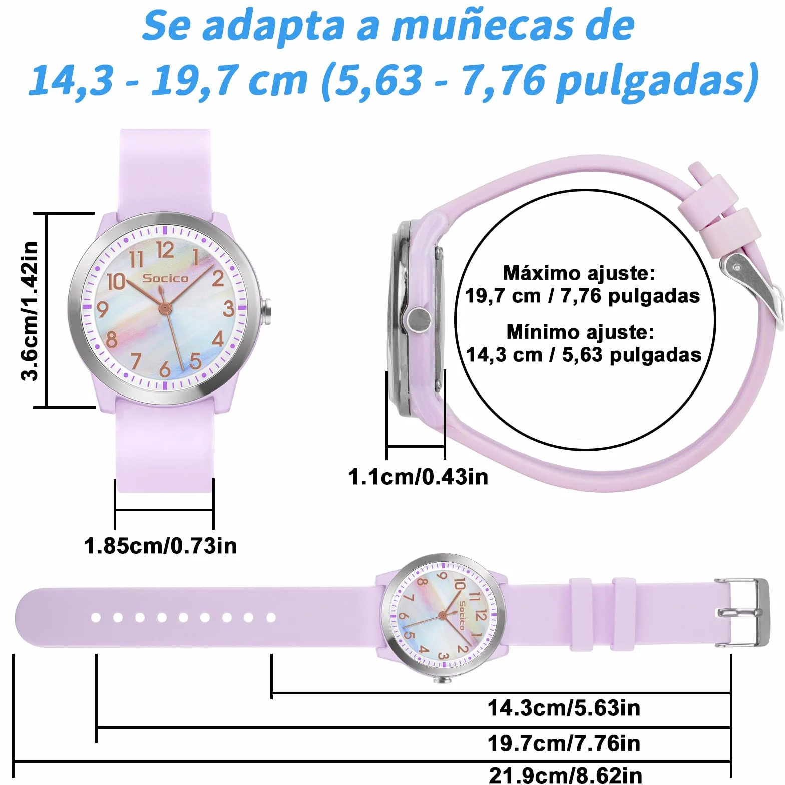 SOCICO Reloj de Pulsera Analógico para Niños Niñas, 5ATM/50M Impermeable Minimalista, Reloj de Pulsera para Niños de 8 a 18 Años Adolescentes