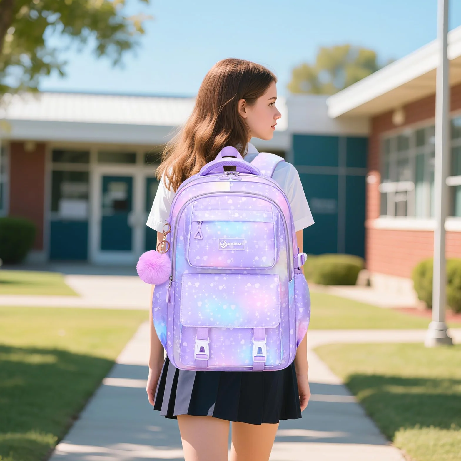 Amythe Mochila Escolar Niña Primaria 3 Piezas, Mochila para Niñas y Bolsa de Almuerzo 7 a 12 Años, Mochilas Escolares Chica Impermeable e Ligera, Morado