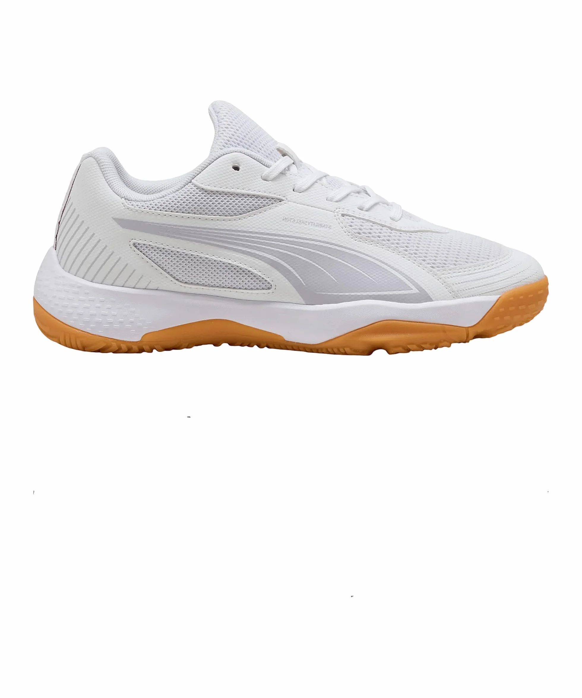 PUMA SOLARFLASH III JR, Indoor Court Shoe, White-Lilac Crush-Berry, 40.5 EU