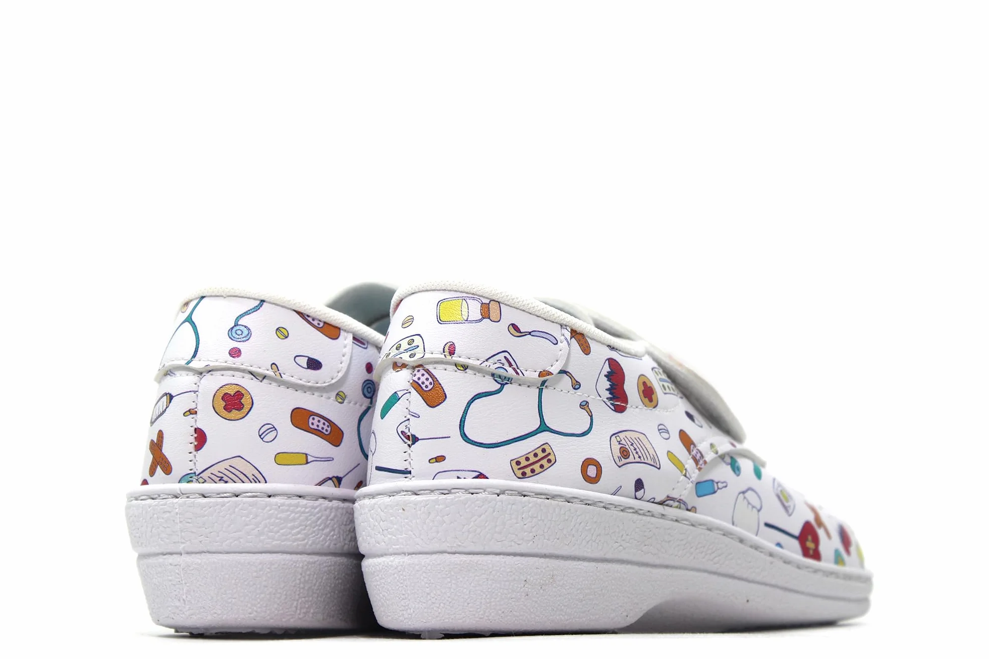 Zapato Sanitario Estampado, con cuña, Planta de Piel, Suela de Goma Antideslizante,Cierre Adhesivo, para: Mujer