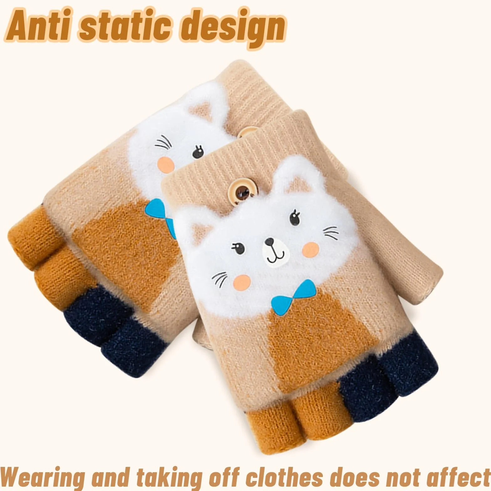 Guantes de Invierno Convertibles para Niños y Niñas de 6 a 15 Años - Térmicos, Sin Dedos, Con Tapa Abatible, Cálidos y Elásticos