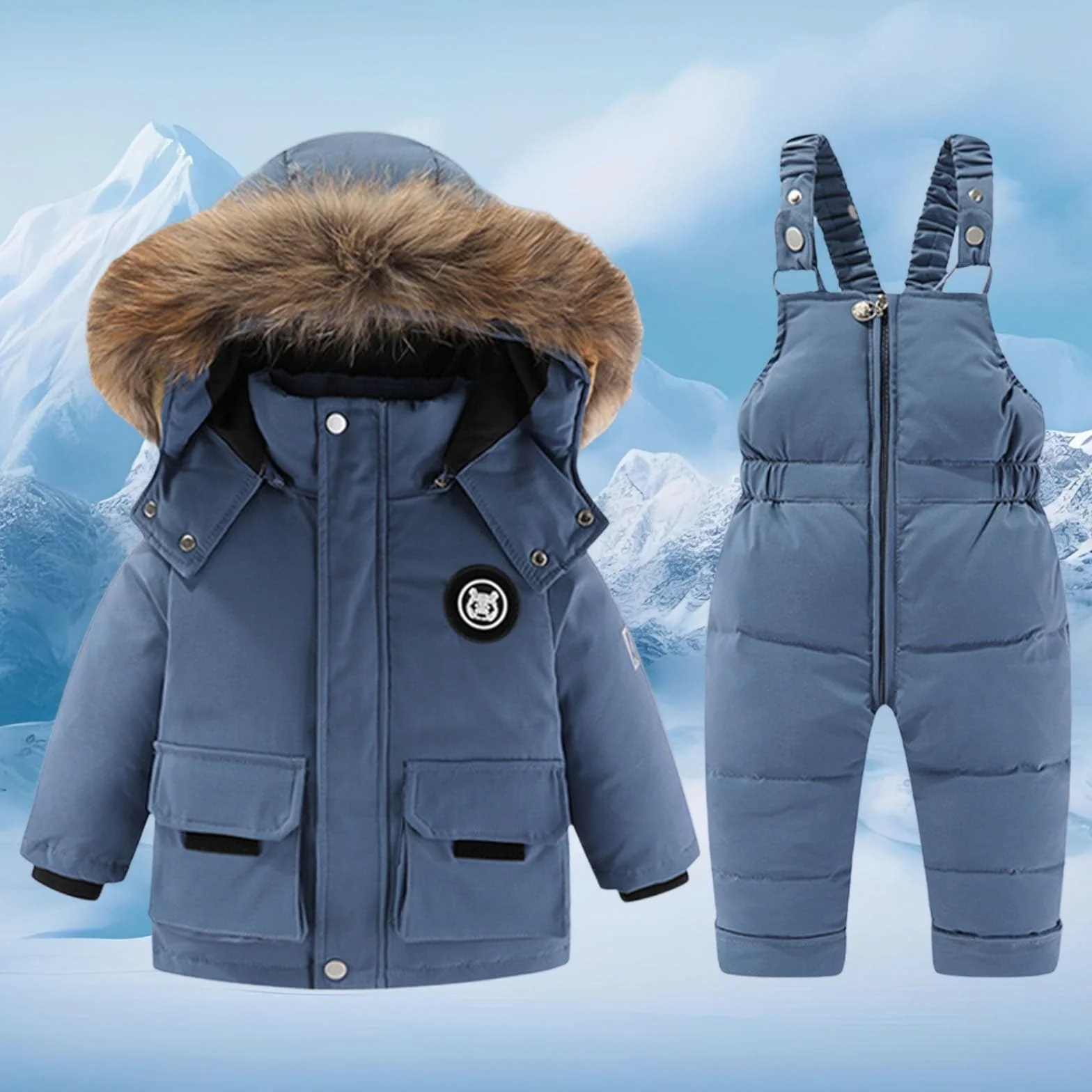 Generisch Traje de nieve de invierno para niña, mono térmico, dos piezas, acolchado y cálido, ropa para el frío