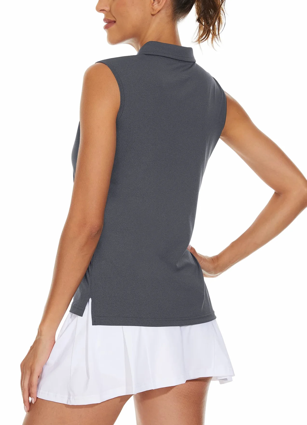 KEFITEVD Polos Sin Mangas para Mujer Camiseta Sin Mangas Deportiva de Secado Rápido Cómodos Polos de Tenis y Golf para Verano