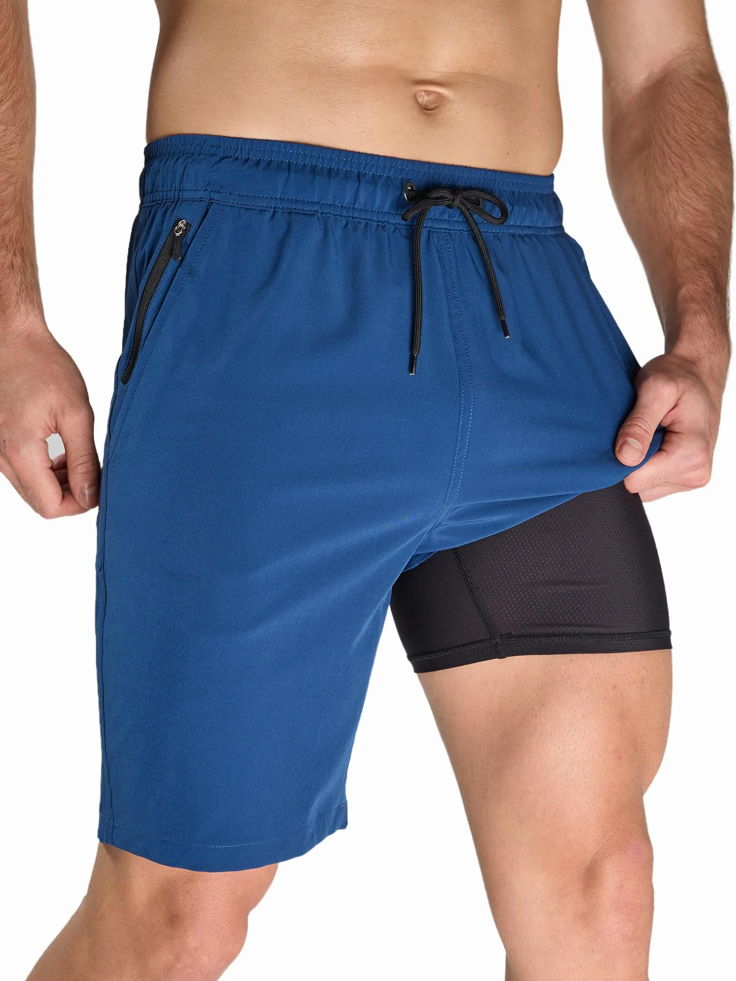 Arcweg Bañador Hombre Largo 2 en 1 de Secado Rápido con Forro de Compresión Elástico y Bolsillos, Shorts de Baño Impermeable para Playa, Piscina y Natación