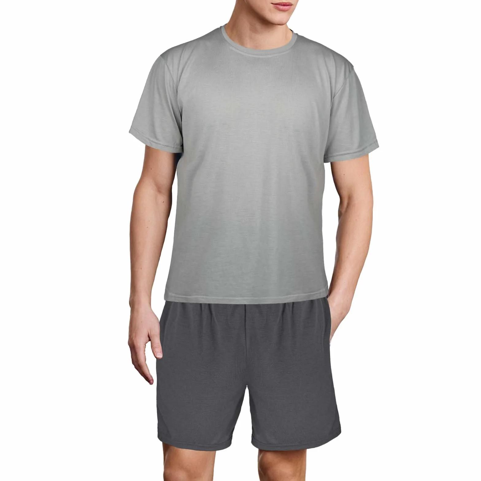 DiULi Pijama Hombre Verano, Conjunto de Pijama con Bolsillos, Suave y Cómodo, Hombre a Cuadros Ropa de Dormir, Cuello Redondo, Conjunto de Piyama Verano Incluir Pantalones Cortos a Cuadros