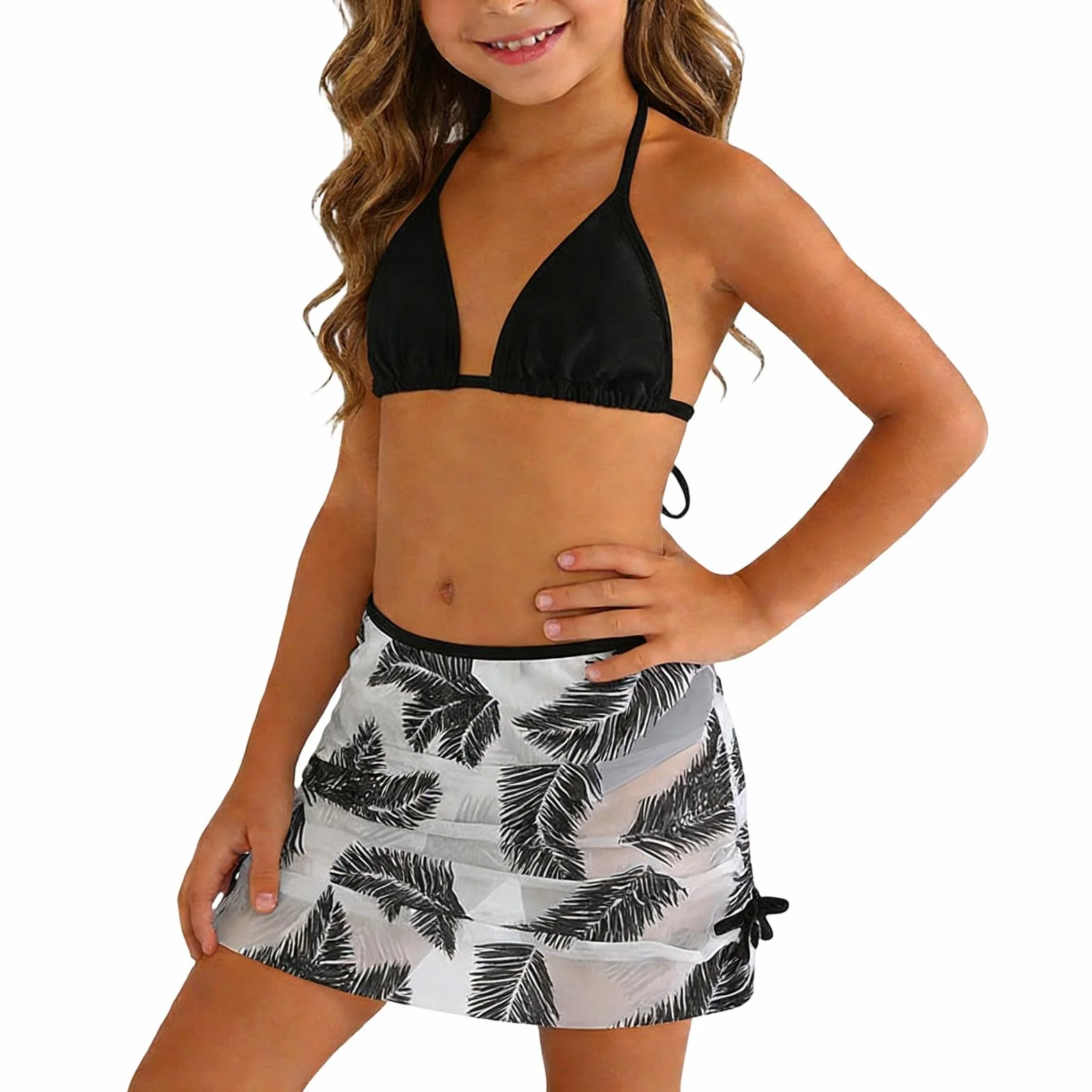 Generisch Traje de baño de dos piezas para niñas con manta de malla Rashguard, traje de baño para adolescentes