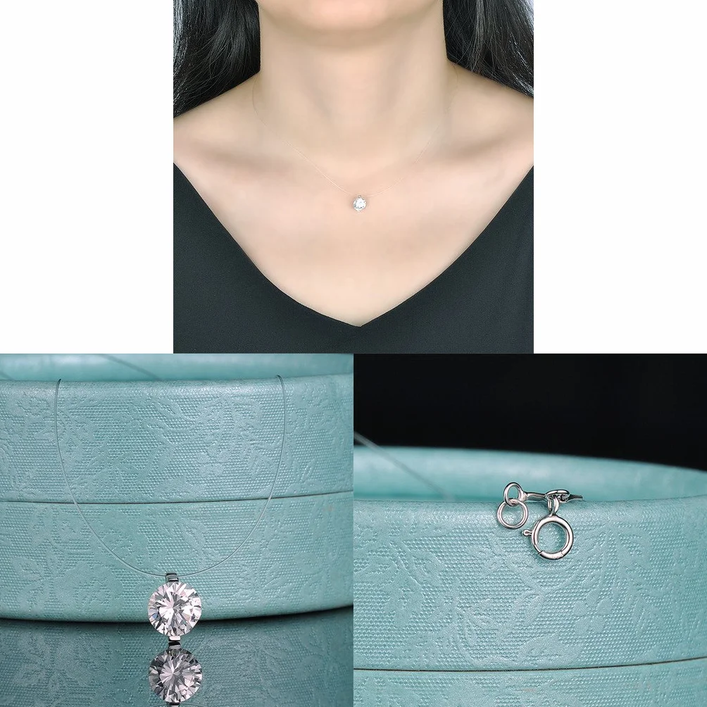 Yumilok - Juego de collares de banda de nailon y colgantes de perla y de circonitas, en plata de ley 925, cadena con colgantes para mujer y chicas, 2 piezas