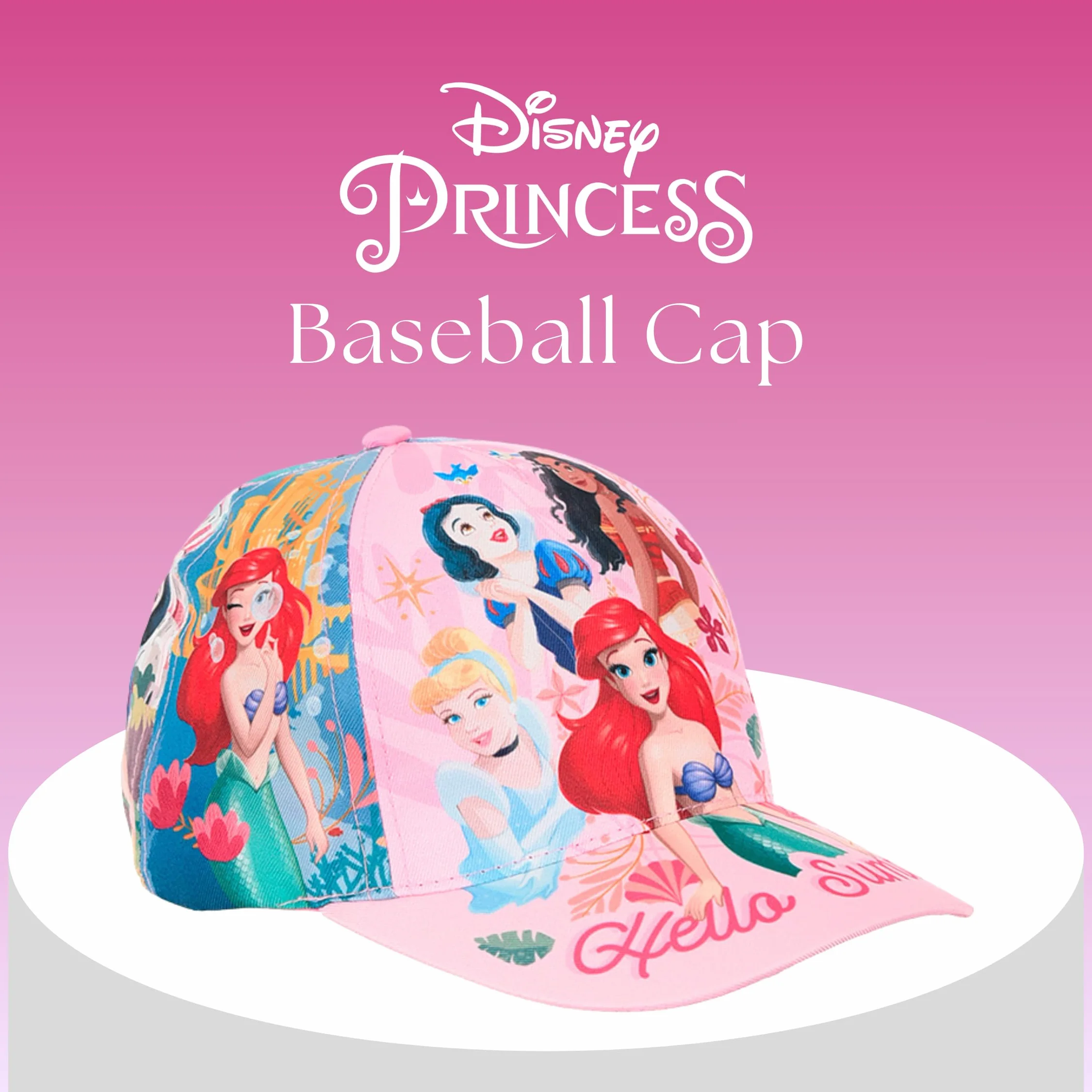 Disney Princesas Gorro para Niñas, Gorra de Beisbol Cenicienta Sirenita Blancanieves Vaiana, Gorra de Verano Infantil