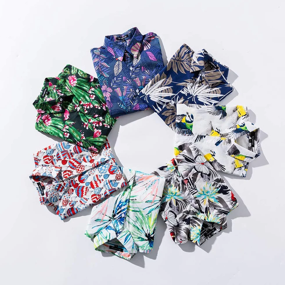 Spring&Gege Camisa hawaiana de manga corta para chico, con estampado de dibujos animados, unisex, tallas 110-170