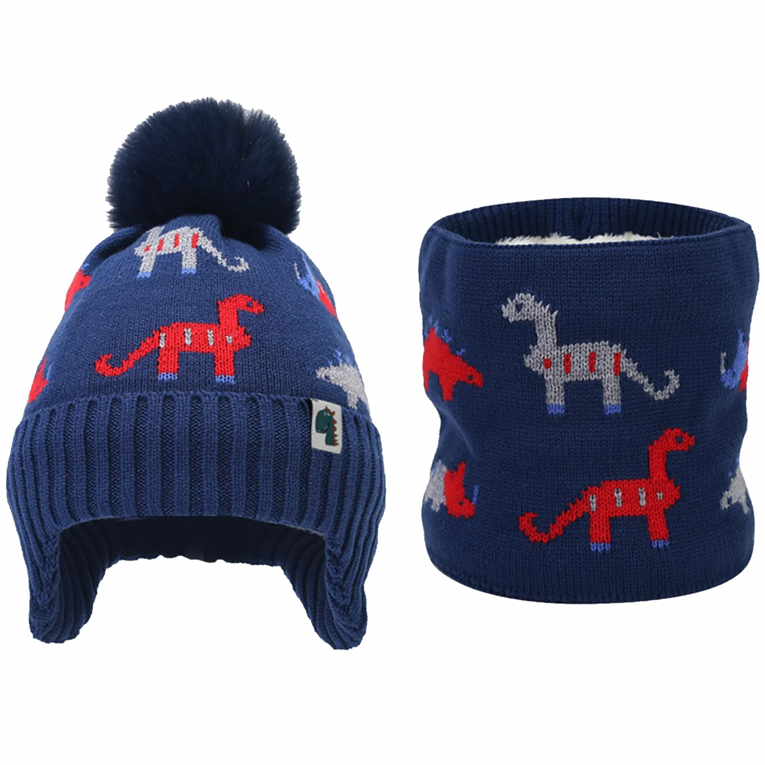 DKDDSSS Conjunto de Gorro y Bufanda Circular de Punto de Invierno para Niños - Sombrero Caliente