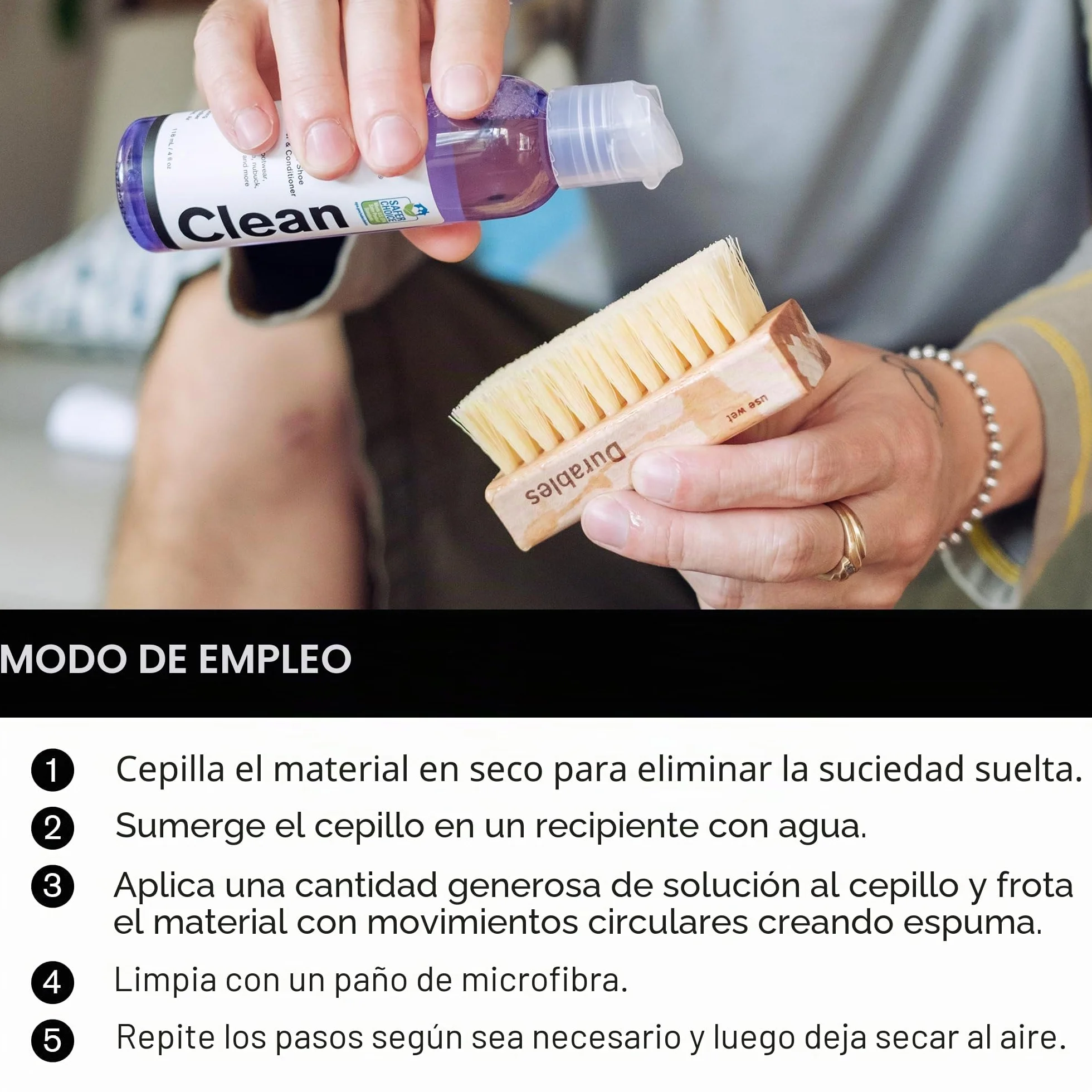 Jason Markk Solución de Limpieza Profunda, Limpiador de Zapatos, Cuidado de Entrenadores, Limpia y acondiciona, Ideal para Calzado, Seguro para Cuero, Gamuza, Nobuck, algodón, Puntos, 8 onzas