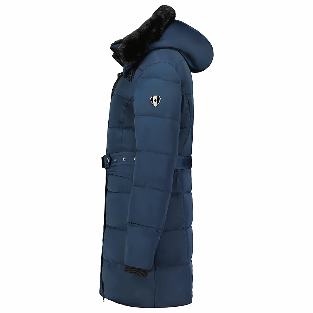Canadian Peak Bettineak Lady - Chaqueta Mujer Cálida Esqui - Abrigo Para Mujeres Con Capucha Sintética - Parka Elegante A Prueba De Viento - Otono Invierno Primavera (Marino M)