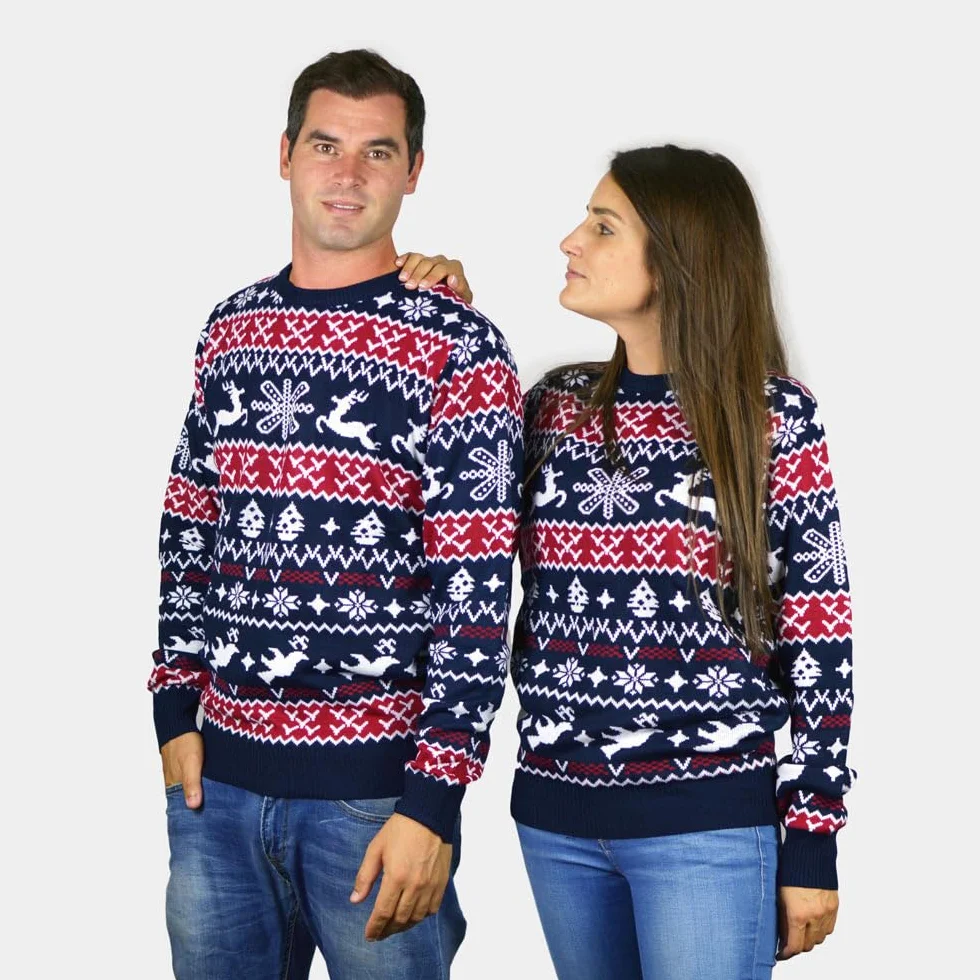 Jersey Navideño para Mujer, Hombre y Niños Renos y Motivos Navideños