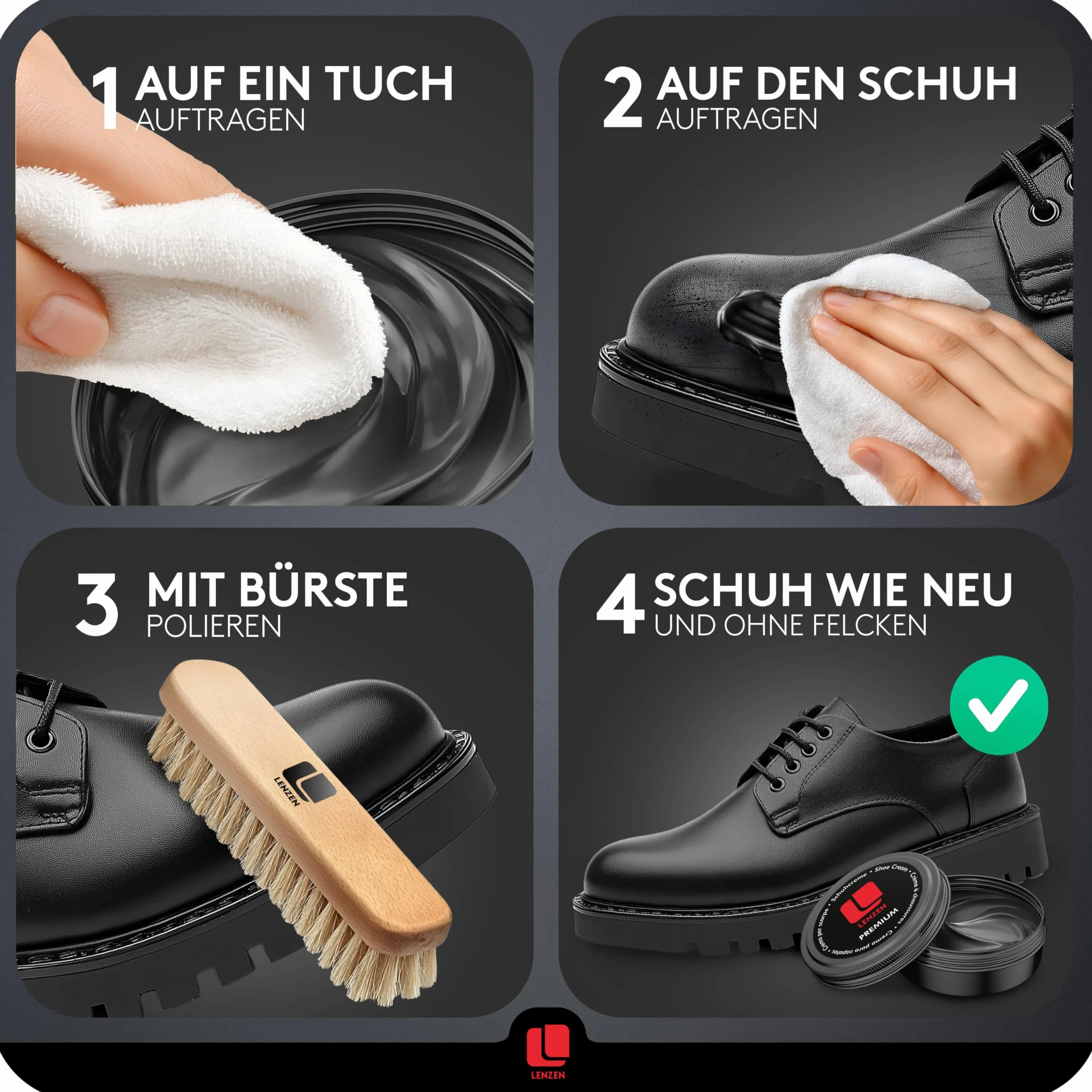Premium Betun Zapatos para cuero liso y granulado I betun con brillo y renovación del color I tinte para zapatos ante I tinte para zapatos de piel I crema zapatos en diferentes colores