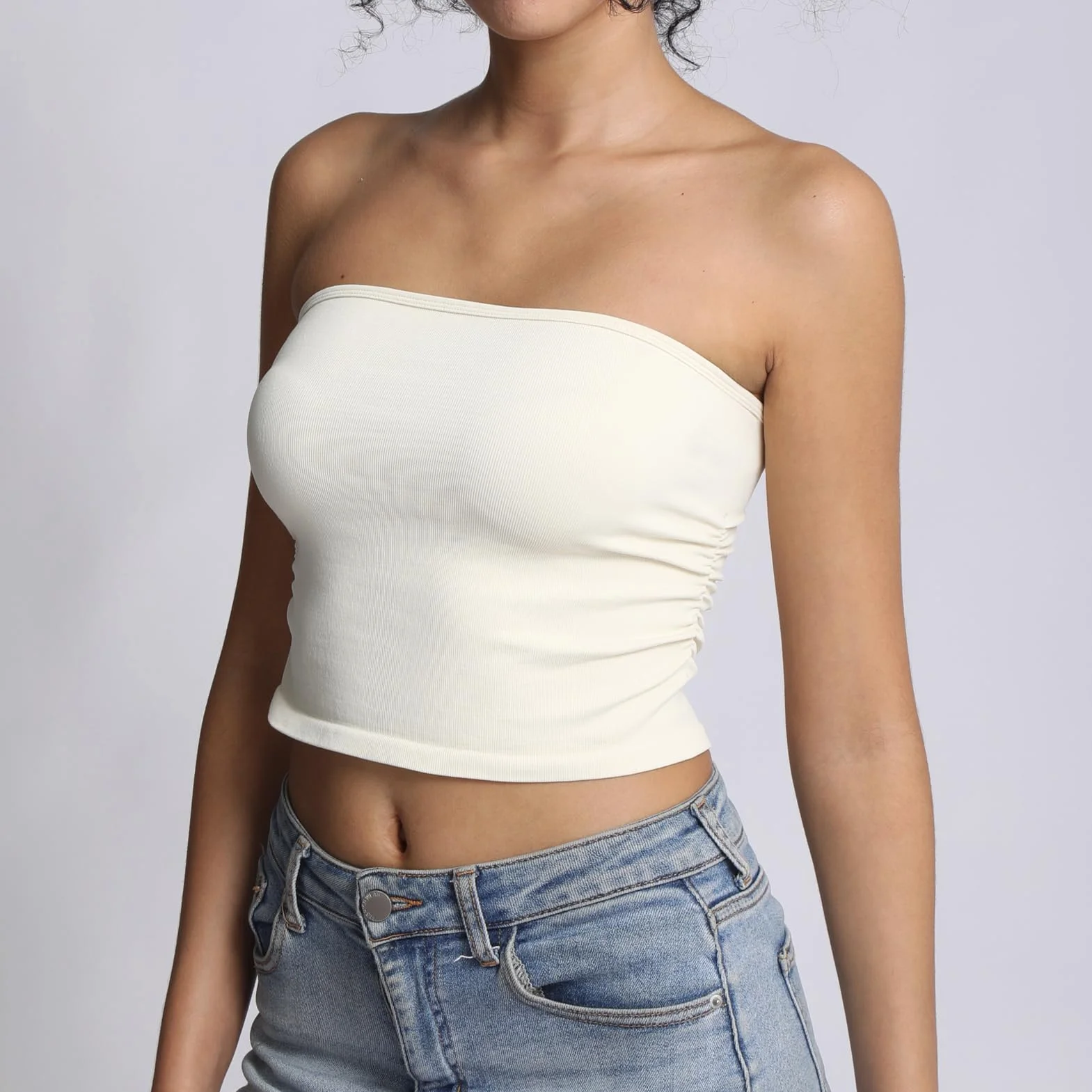 Camiseta de Tubo para Mujer, sin Tirantes, Bandeau, sin Mangas, básica, sin Espalda, para Verano, para Salir