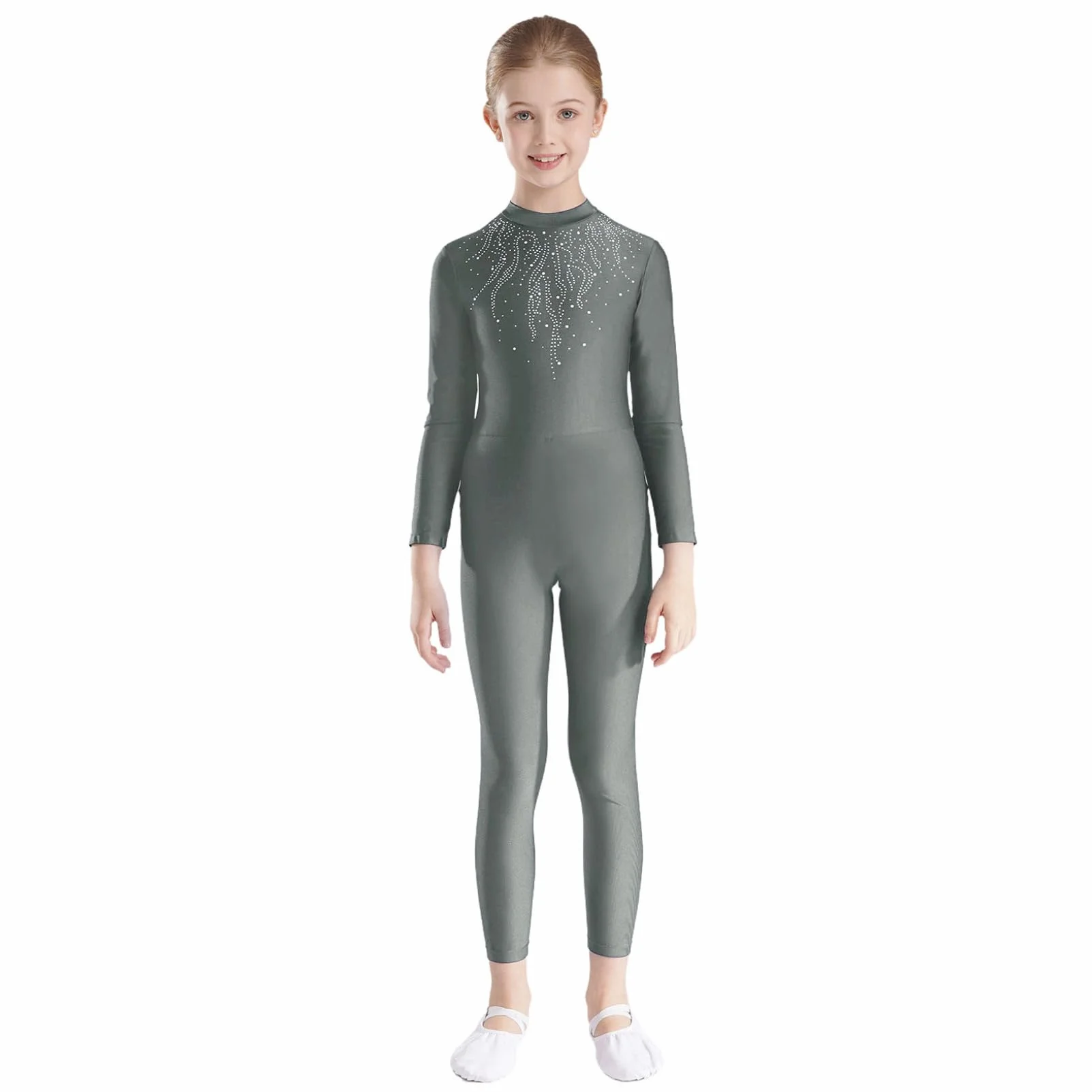 Oyolan Maillot Gimnasia Rítmica Para Niña Body Manga Larga Mono Elástico De Patinaje Artístico Disfraz De Baile Competición