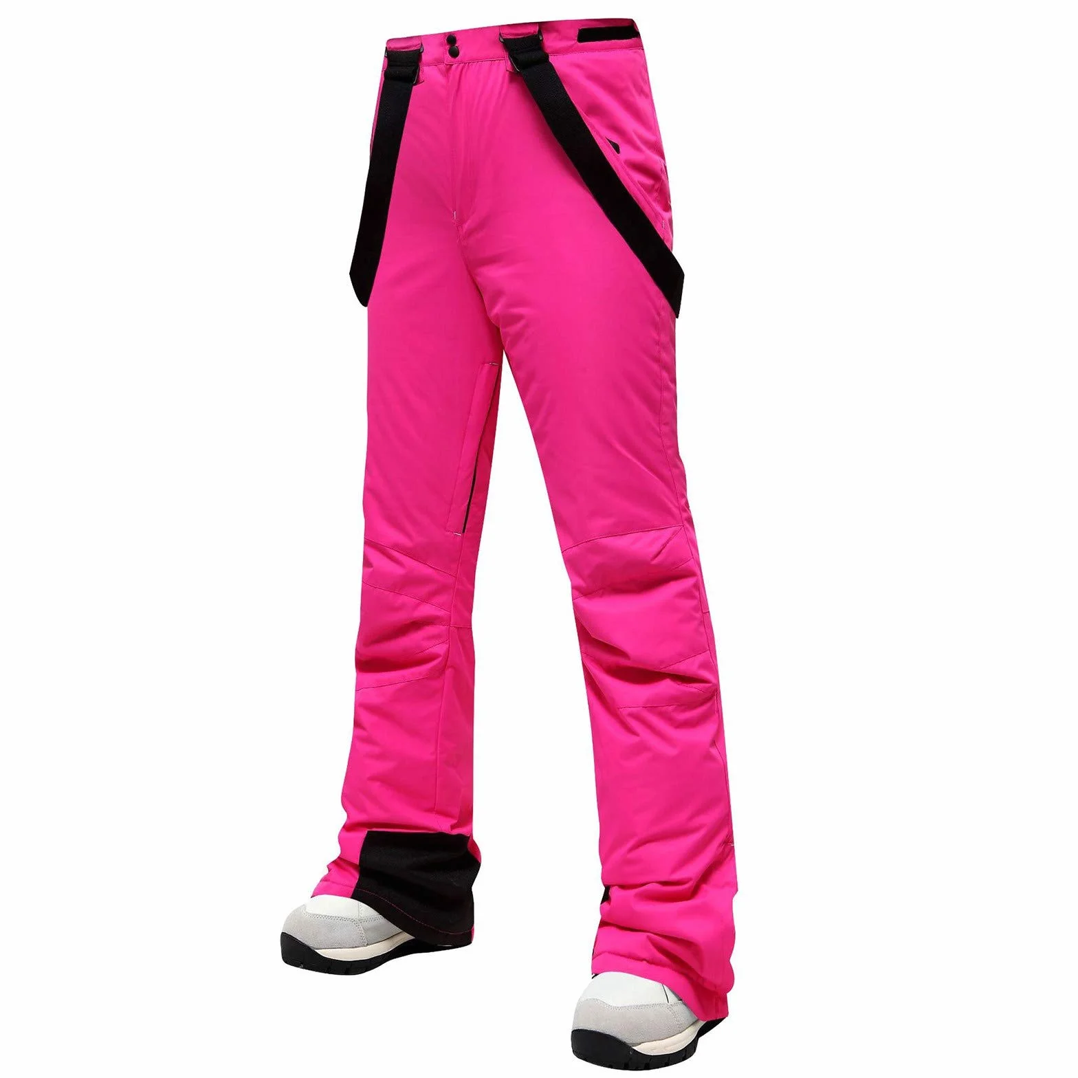 Pantalones de softshell para mujer, para invierno, bicicleta, nieve, para invierno, impermeables, con tirantes ajustables, pantalones de esquí, cintura alta, con botones, pantalones de trekking