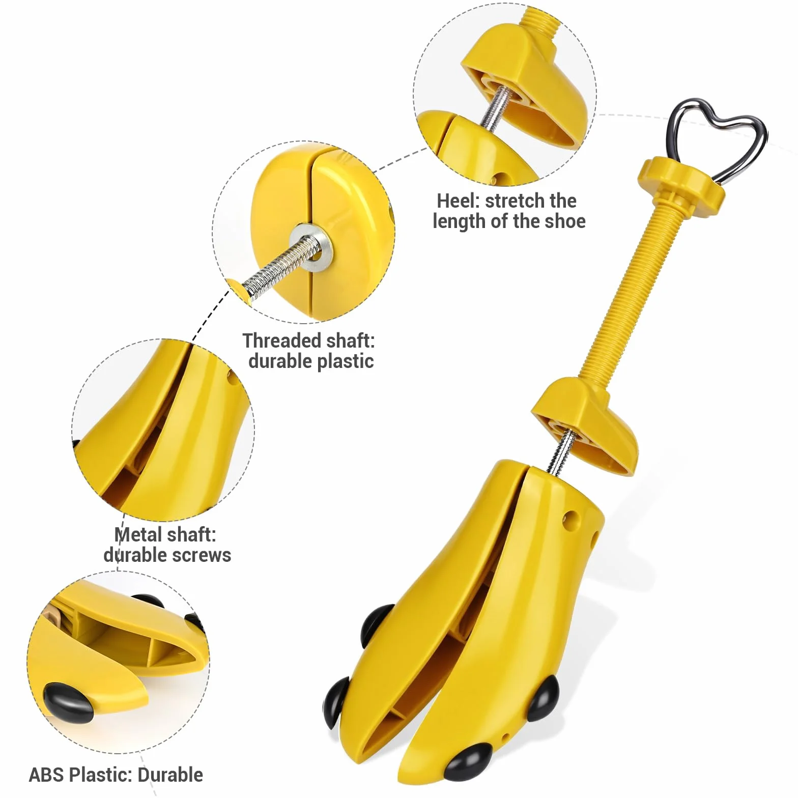 1 par de hormas de zapatos ajustables, expansores de zapatos para hombre y mujer, ancho para zapatos demasiado ajustados, zapatos nuevos, zapatillas de piel, amarillo, talla única EU40-47