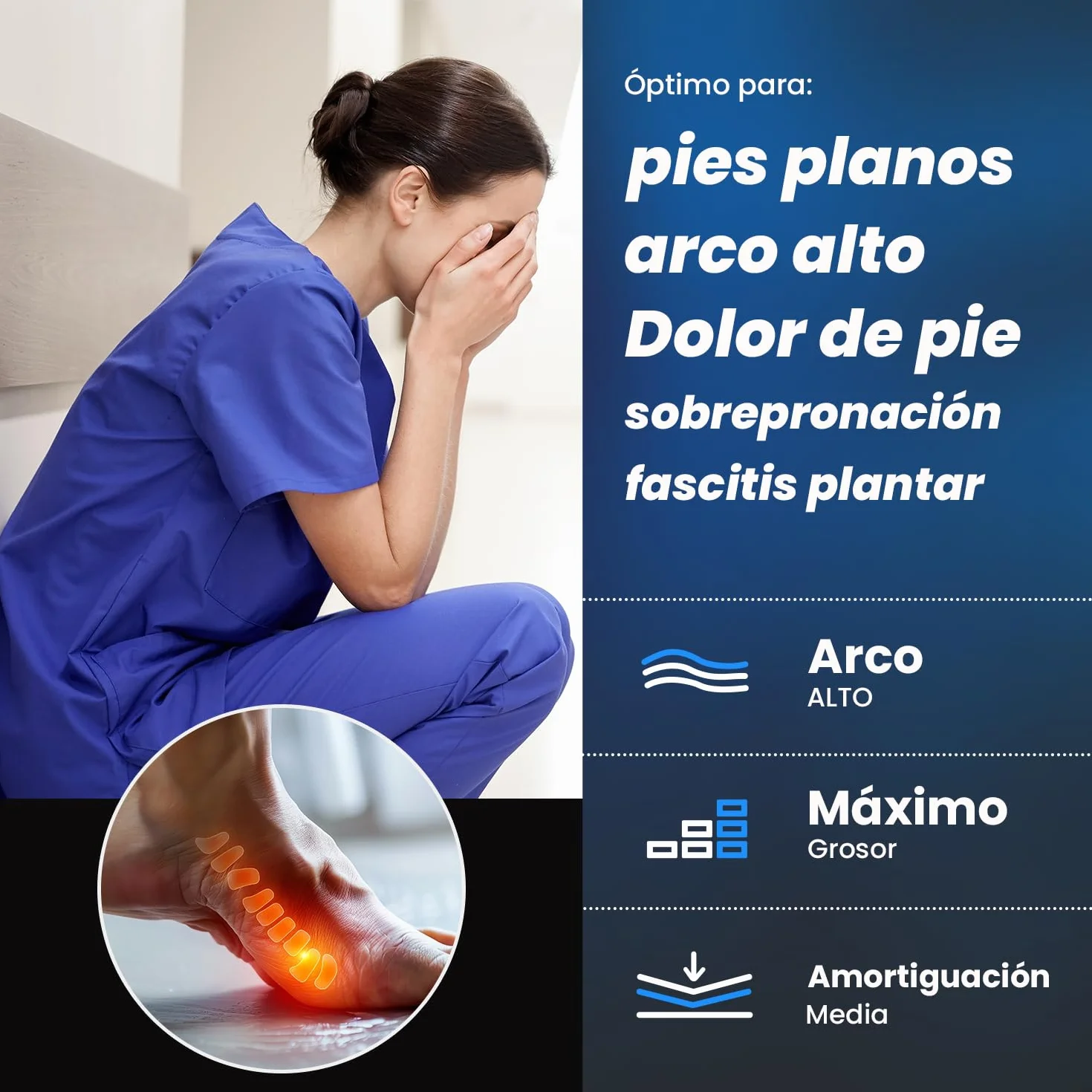 PCSsole Plantillas de soporte ortopédico para arco alto, inserto deportivo cómodo para pies planos, fascitis plantar, dolor en los pies, valgo del pie, sobrepronación para hombres y mujeres