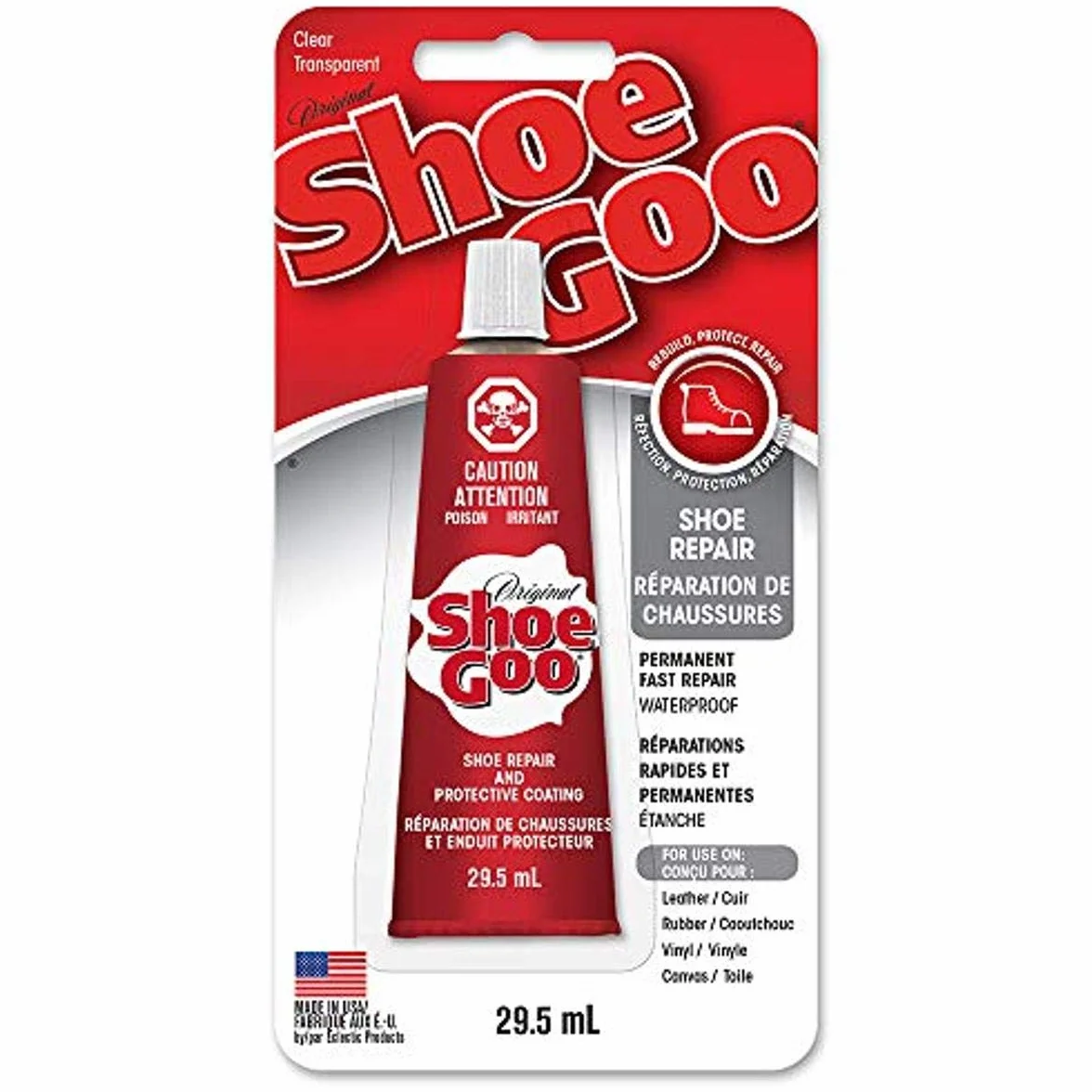 SHOE GOO Translucide 29.5ml Colle réparation Chaussures