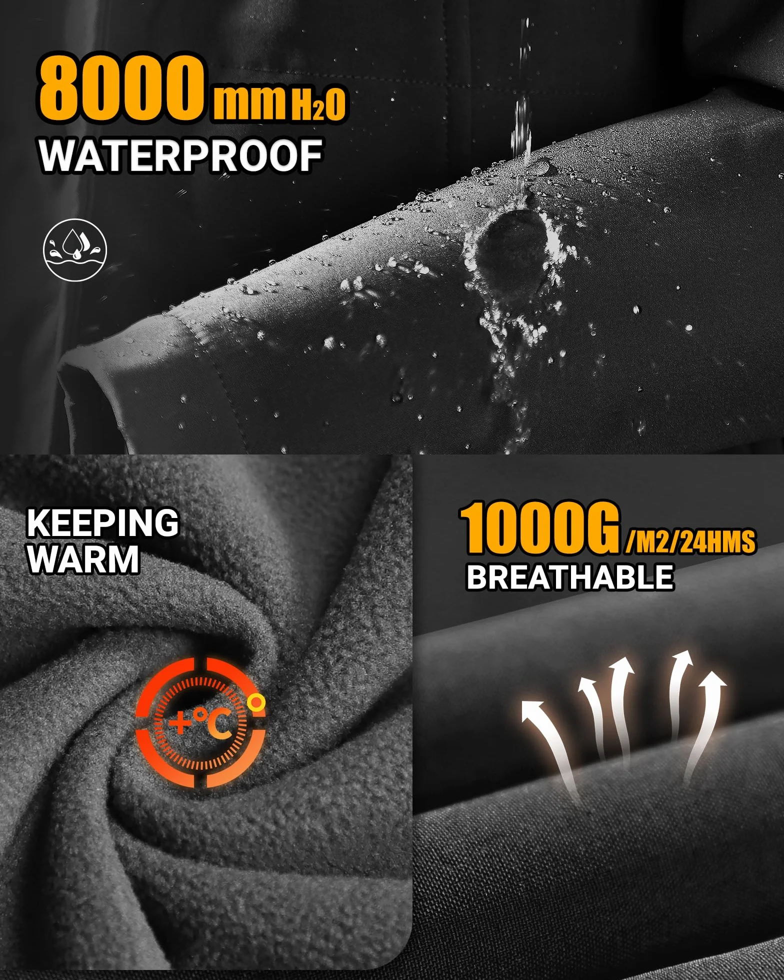 Outdoor Ventures Chaqueta de lluvia para mujer, chaqueta larga softshell con capucha para mujer, chaqueta de entretiempo, chaqueta funcional forrada impermeable, cortavientos