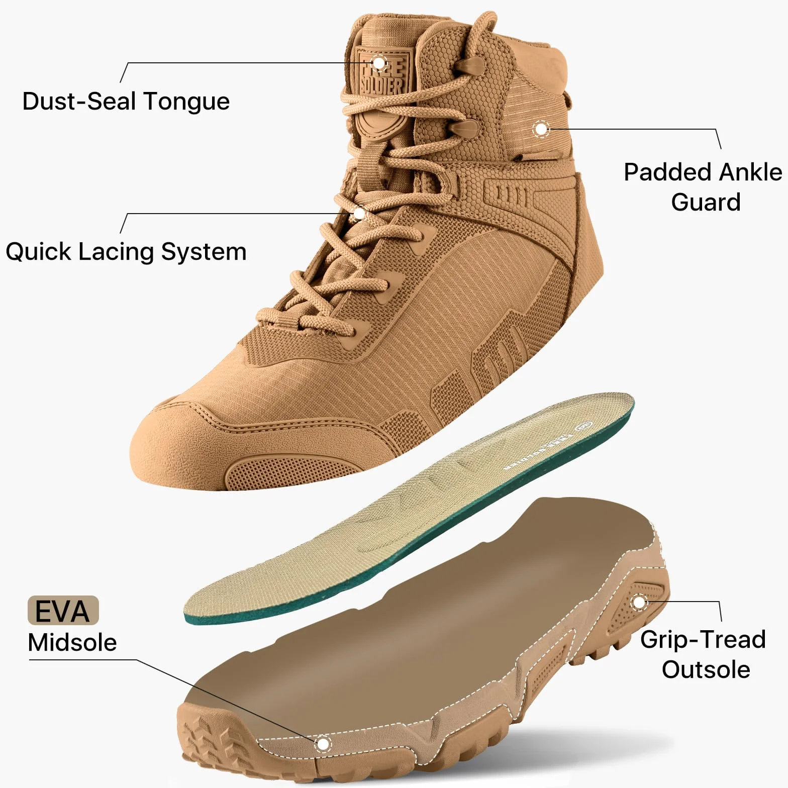FREE SOLDIER Botas de Escalada Impermeable Tacticas Hombre Botas Militares Transpirables Botas de Seguridad Hombre Trabajo Ligeros Zapatos de Montaña Trekking
