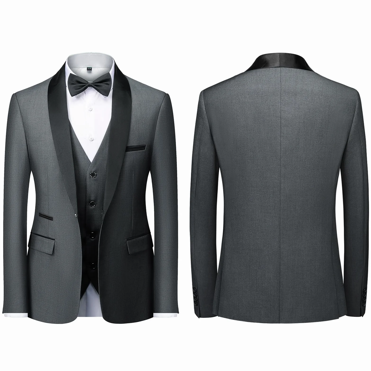 Conjunto de 3 piezas de chal ajustado con solapa de un botón para boda, baile de graduación, chaleco, pantalones