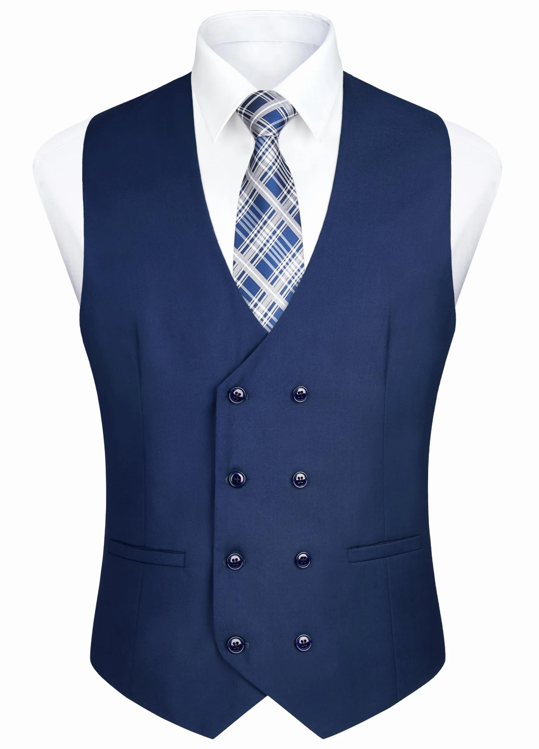 Enlision Chaleco de hombre de Doble Botonadura con Cuello en V Slim Fit Traje Chaleco Casual Formal Business Vestido Chaleco