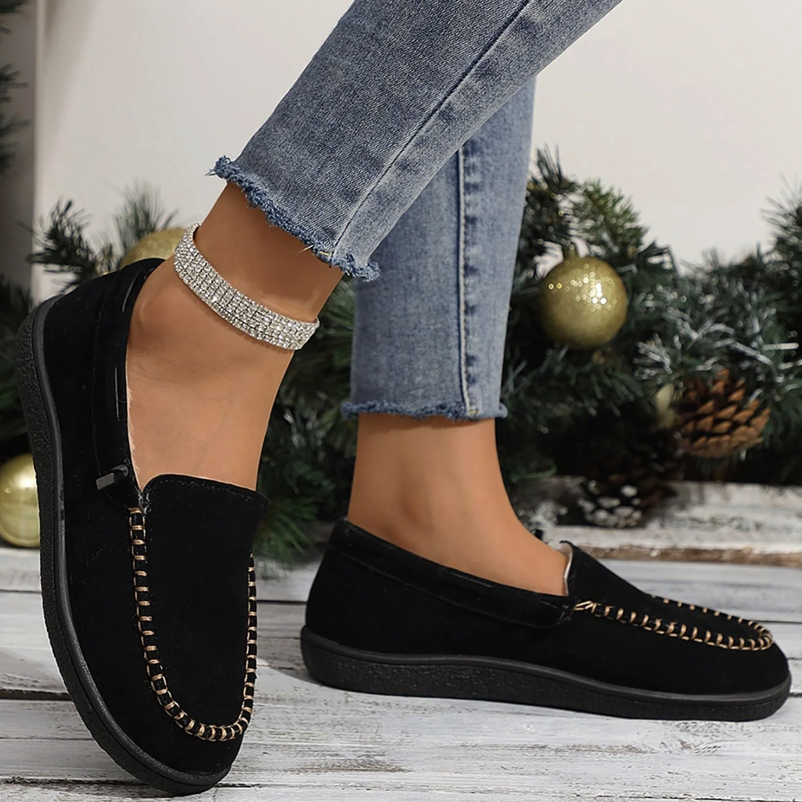 Mocasines forrados para mujer, zapatos de invierno, calzados, zapatos cálidos, zapatos informales, zapatos planos, zapatos de trabajo, zapatos para mujer, zapatos de barco, zapatos para caminar