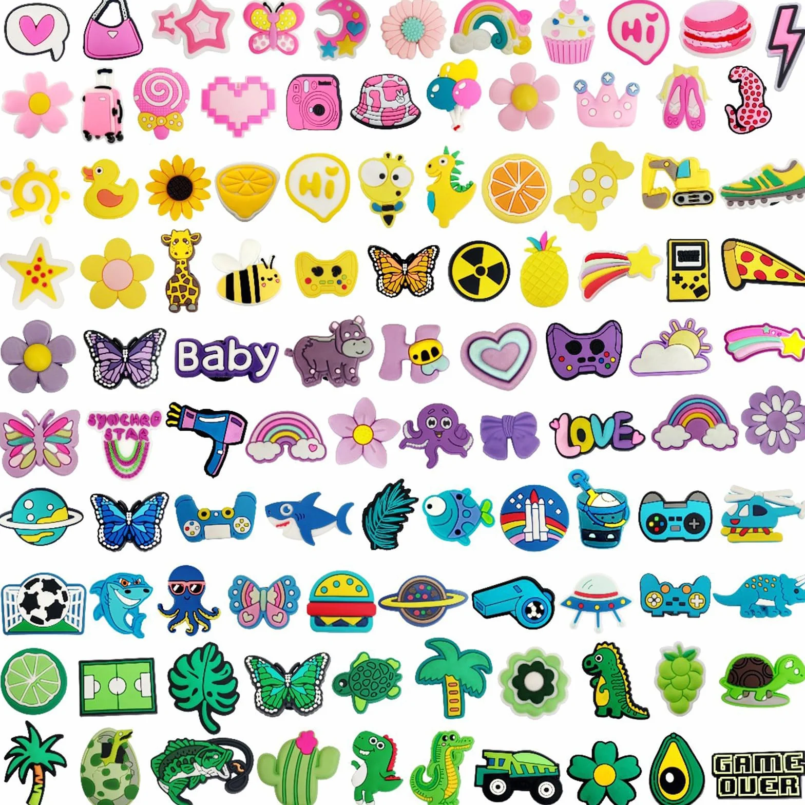 100 pcs Adornos para Zapatos, Shoe Charms, Adornos de Zapatos, Decoración de Zapatos, para Accesorios de Bricolaje, Sandalias, Decoración Superior
