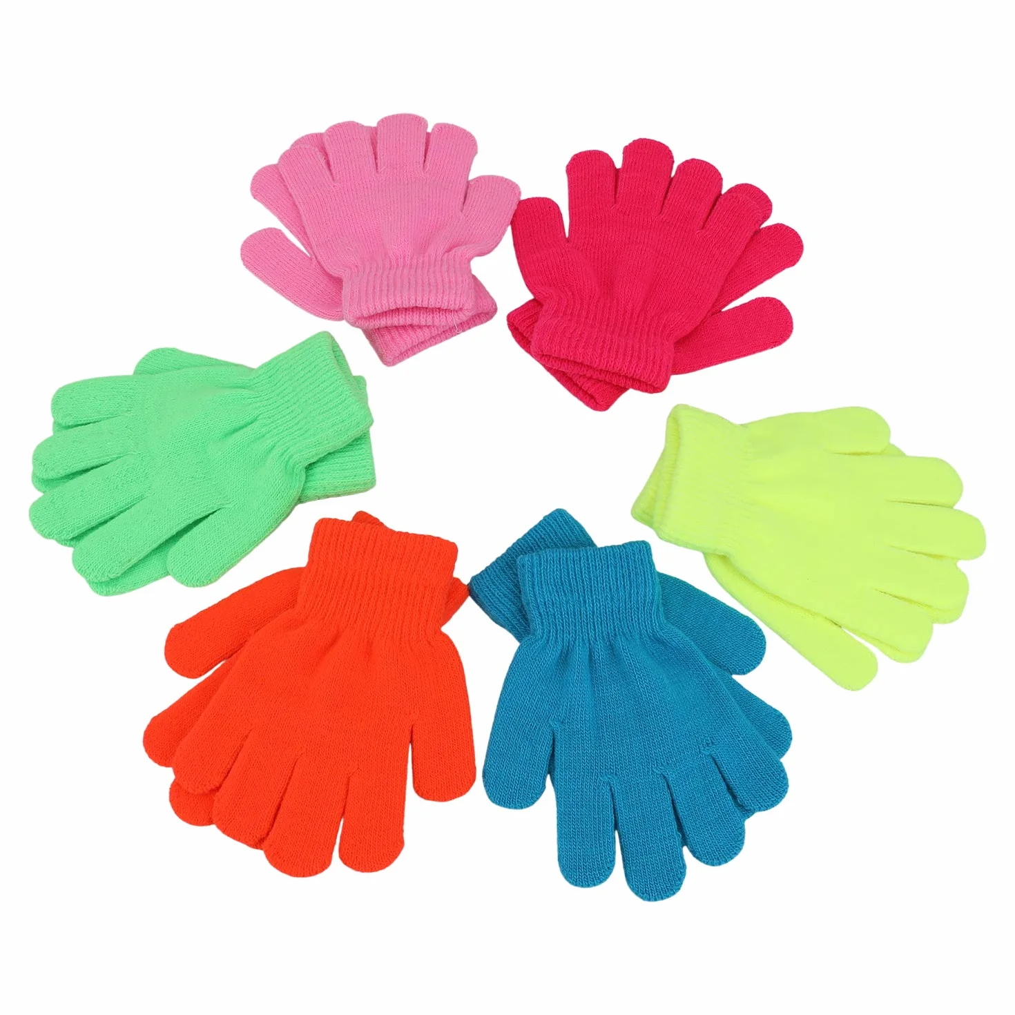 QKURT 6 Pares Guantes de Invierno para Niños,Invierno Guantes Guantes Calientes Guantes de dedos completos para Niños Niñas