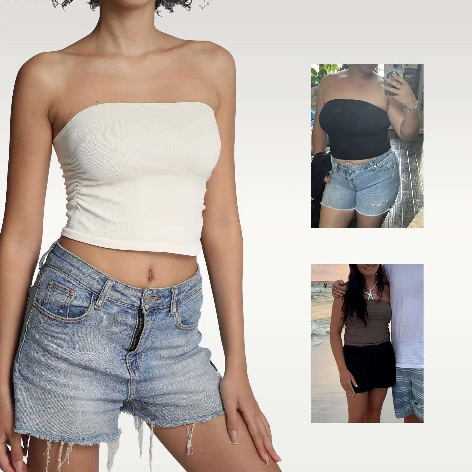 Camiseta de Tubo para Mujer, sin Tirantes, Bandeau, sin Mangas, básica, sin Espalda, para Verano, para Salir