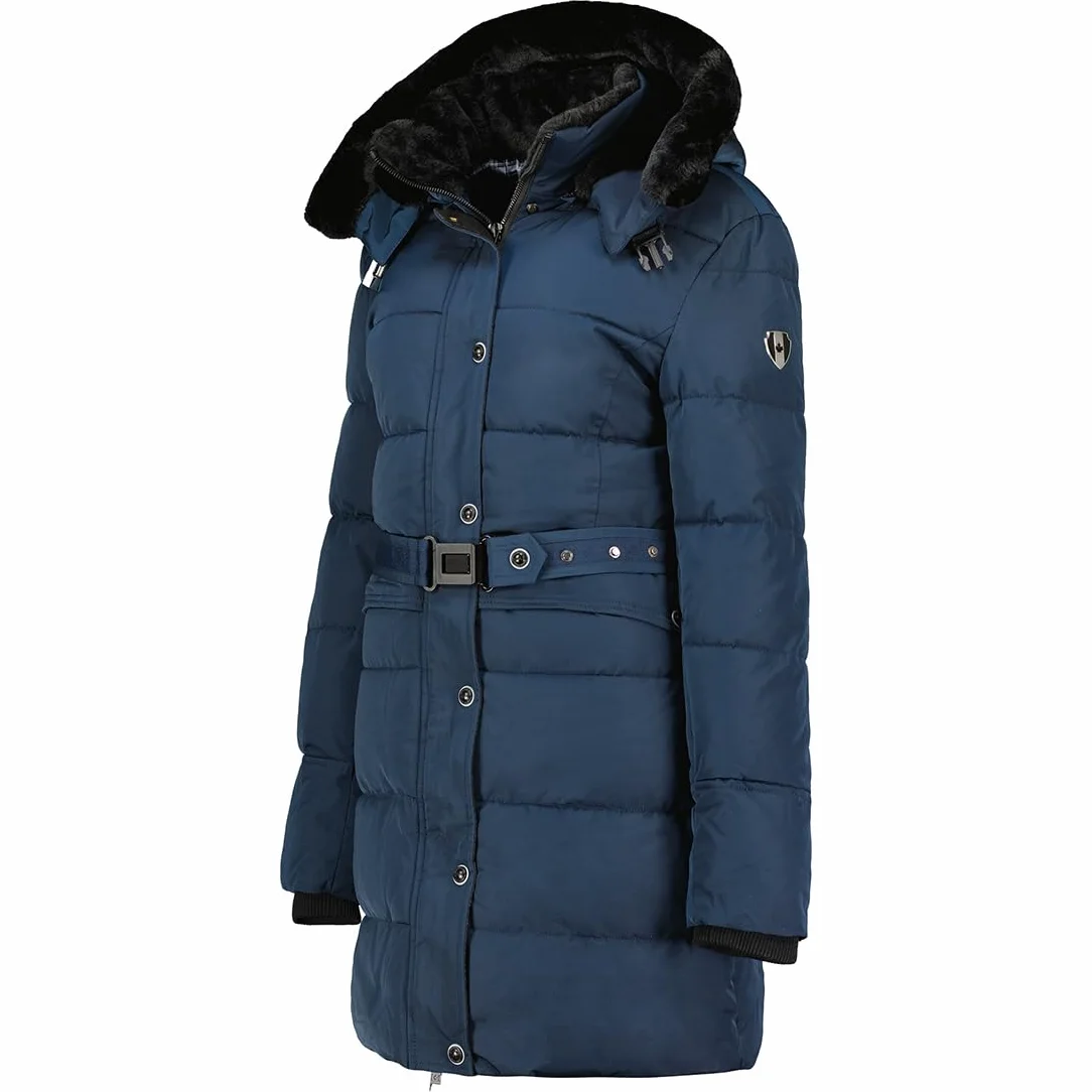 Canadian Peak Bettineak Lady - Chaqueta Mujer Cálida Esqui - Abrigo Para Mujeres Con Capucha Sintética - Parka Elegante A Prueba De Viento - Otono Invierno Primavera (Marino M)