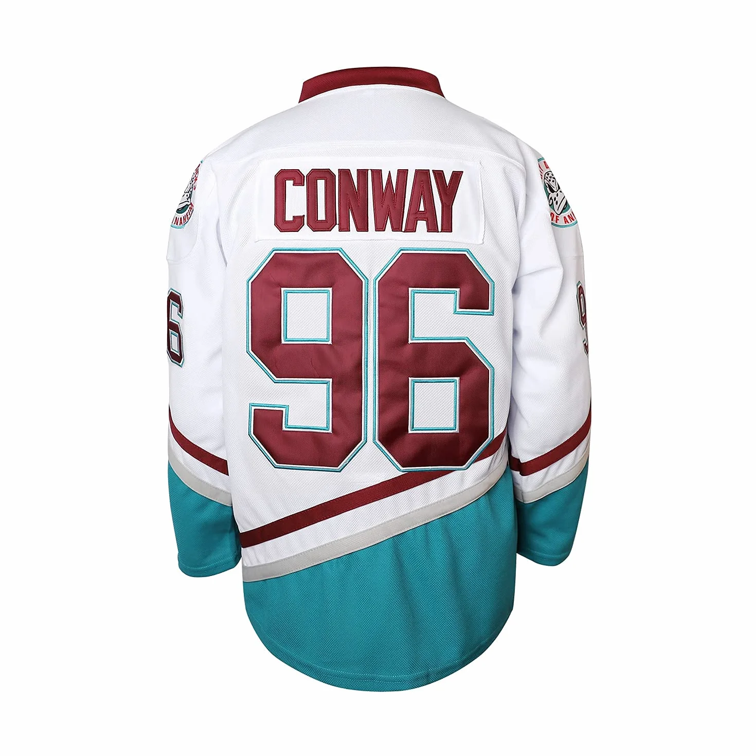 Hombres Mighty Ducks 33 Greg Goldberg 96 Charlie Conway 99 Adam Banks Jersey de hockey sobre hielo cosido, 96 White, Medium