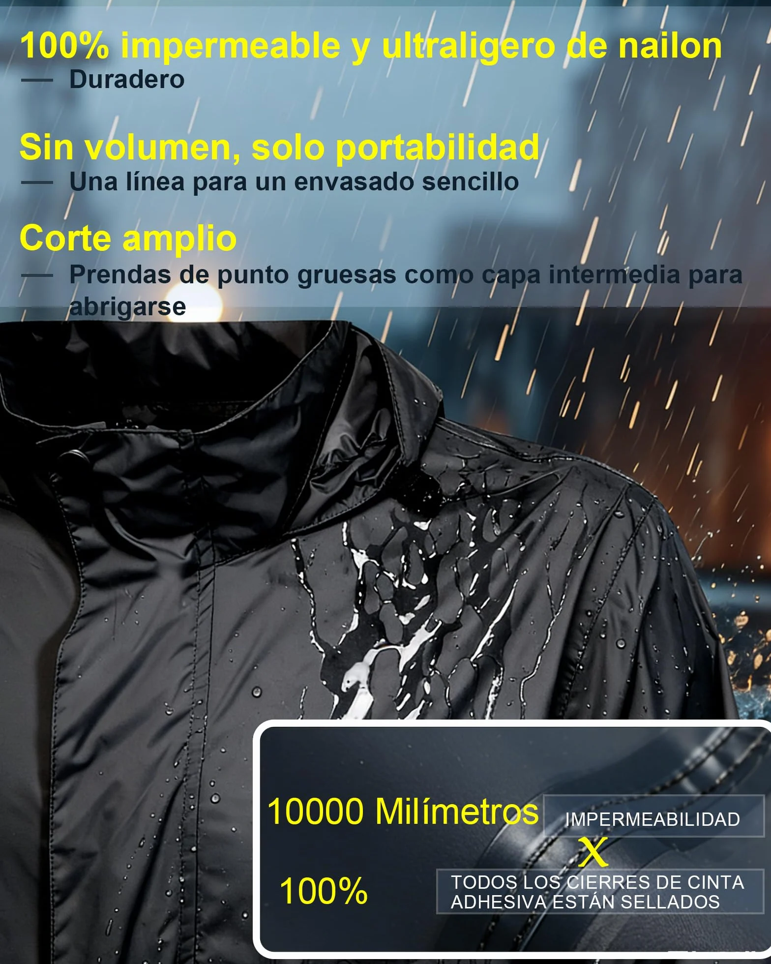 LZLER Chubasqueros para hombre, impermeables, ligeros, plegables, cortavientos, chubasquero con capucha ajustable para senderismo, camping al aire libre