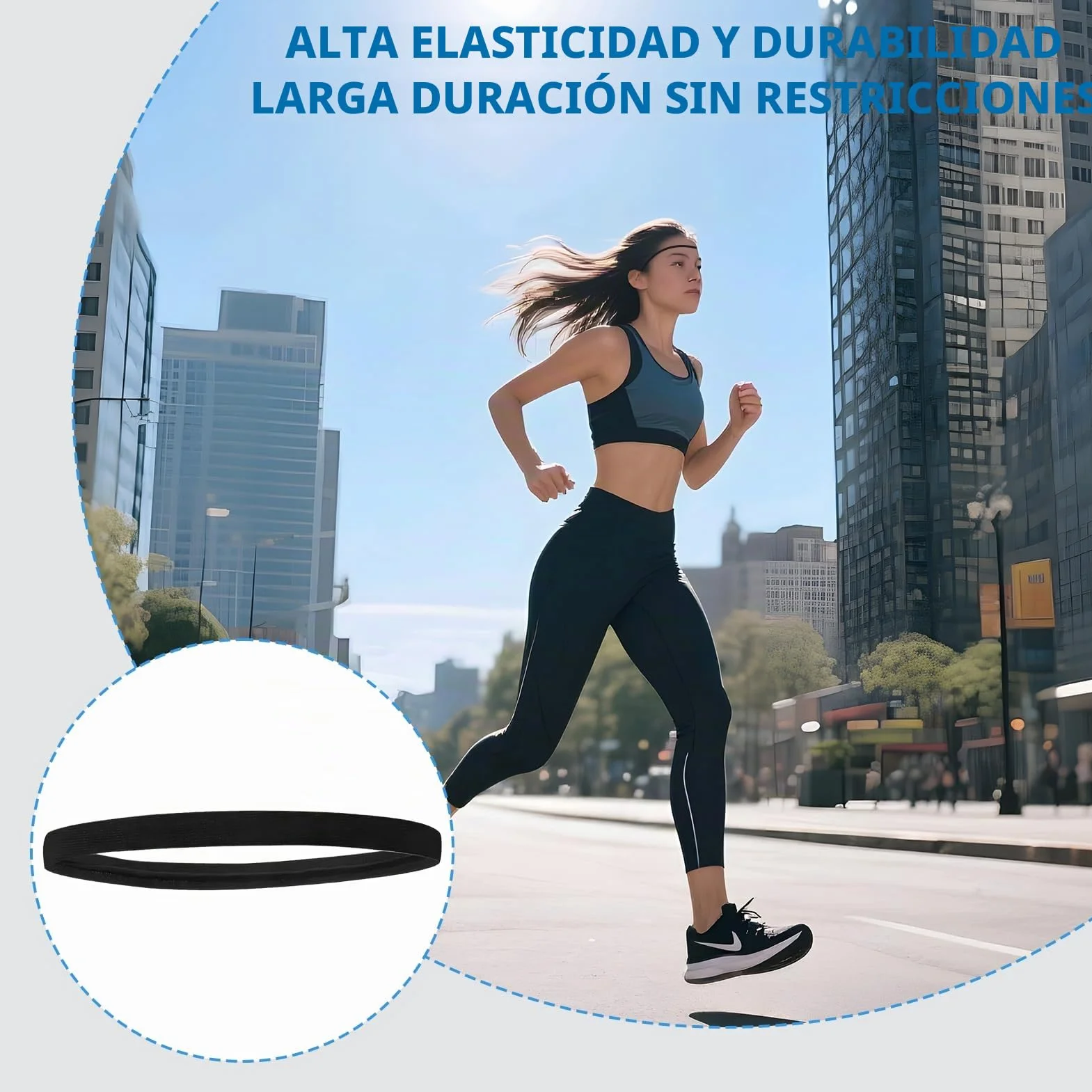 8 PCS Cinta Diadema Deportiva Antideslizante para Hombres y Mujeres, Cinta Pelo Hombre, Cintas Pelo Deportivas Hombre, Sports Headband, Elástica y Ajustable, para Fútbol, Running, Gimnasio (Negro)