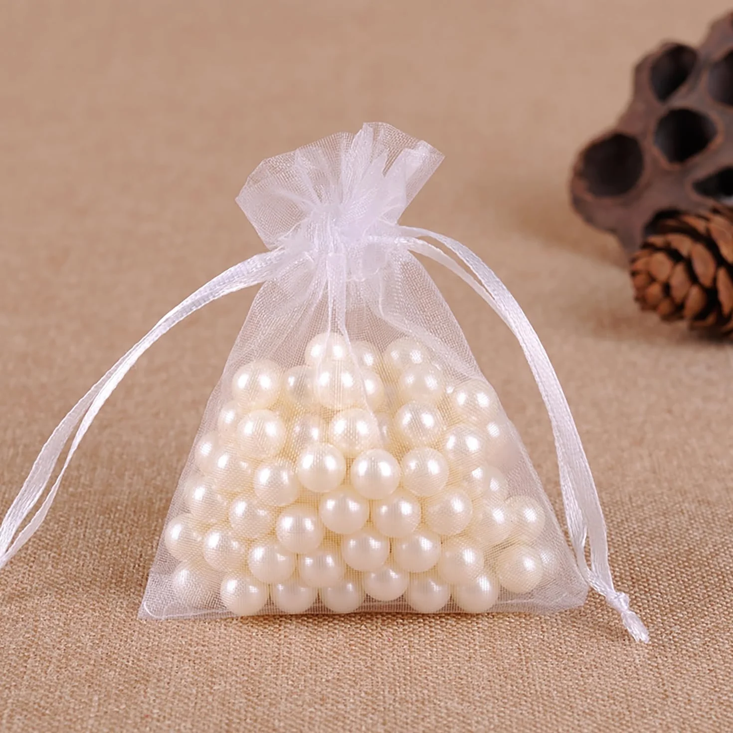 vaolmlop 100 Bolsas De Regalo De Organza,7 X 9 cm,Bolsitas Regalo,Color Blanco,Para Joyas,Festivales,Bodas Favores Y Dulce
