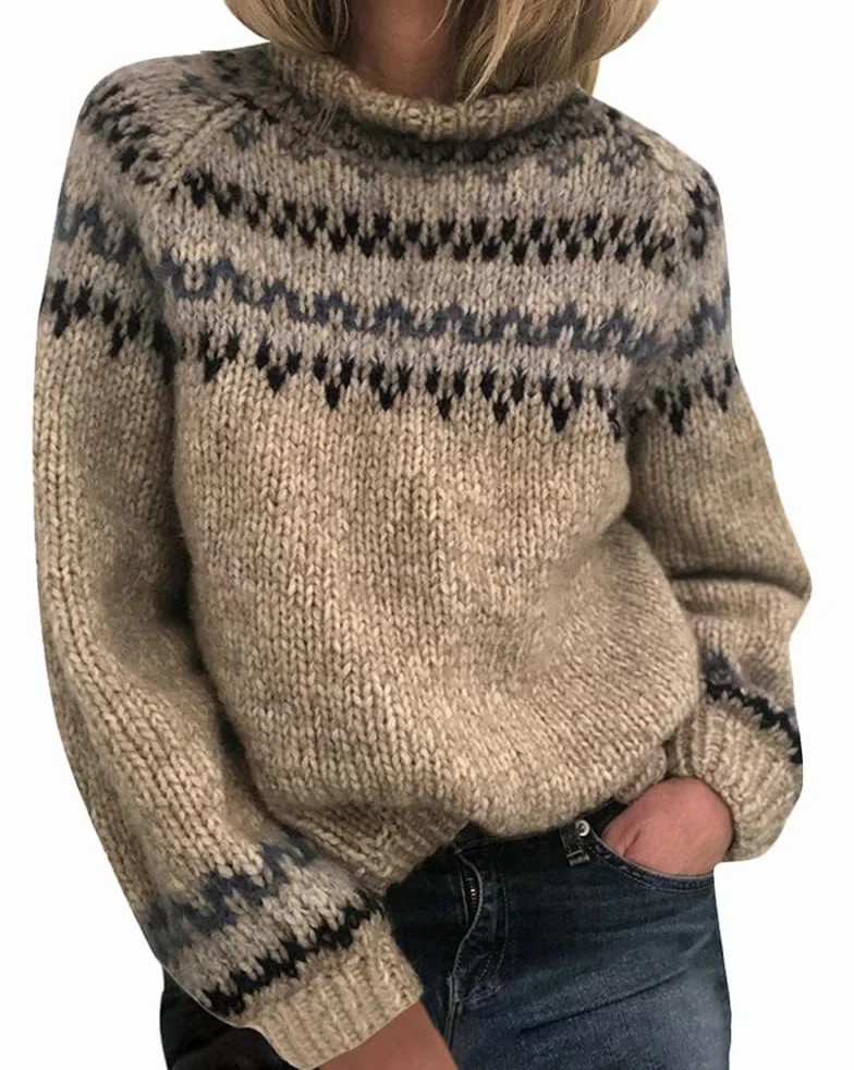 Jersey Punto Mujer Invierno Jersey Camiseta Manga Larga Sueter Basico Suelto Tops Otoño e Invierno