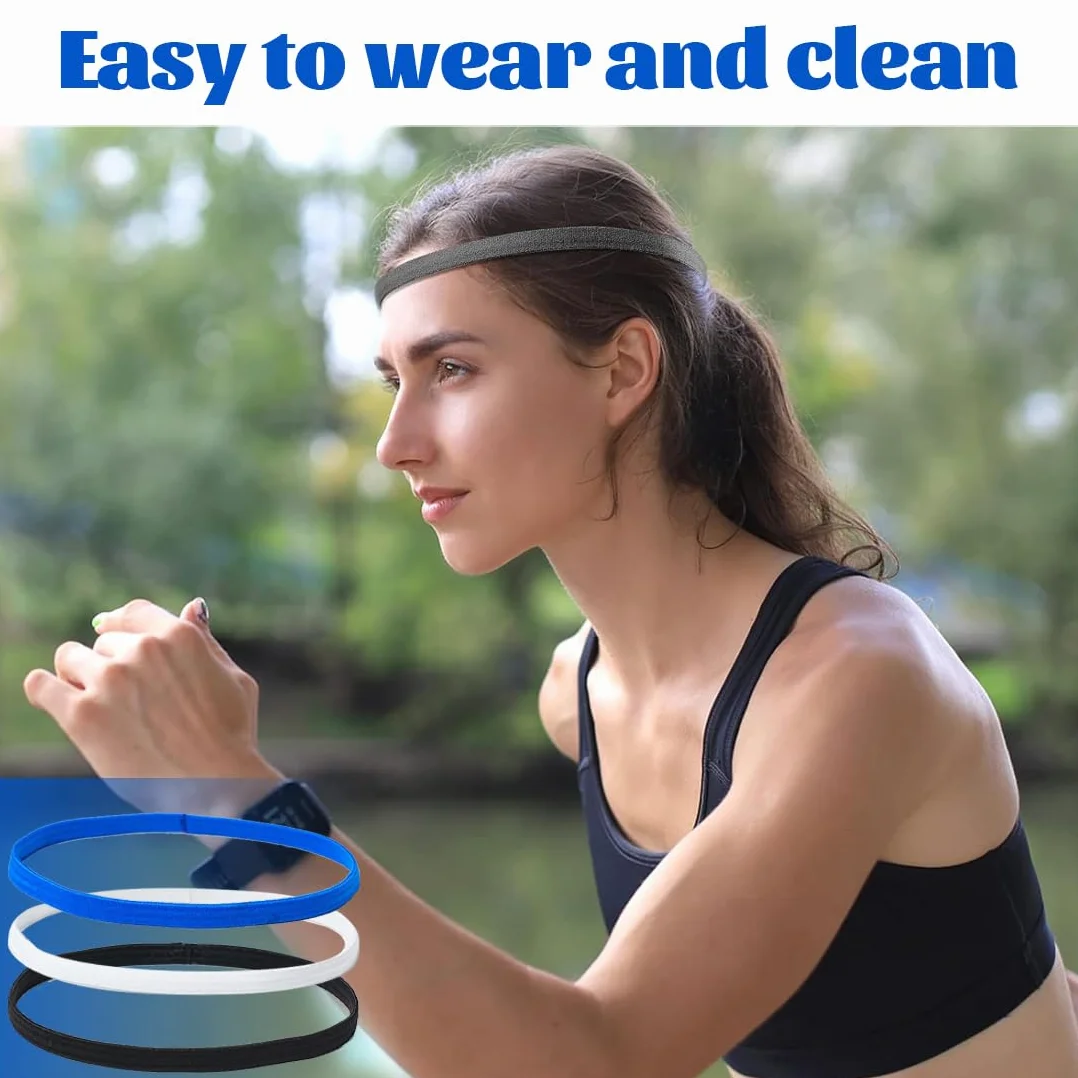 6 Piezas Cinta Pelo Deporte, Cinta Pelo Hombre, Niño Mujer Deporte Diadema Deportiva Elásticas Antideslizante Ppara Yoga Fútbol Jogging-Negro Blanco y Azul