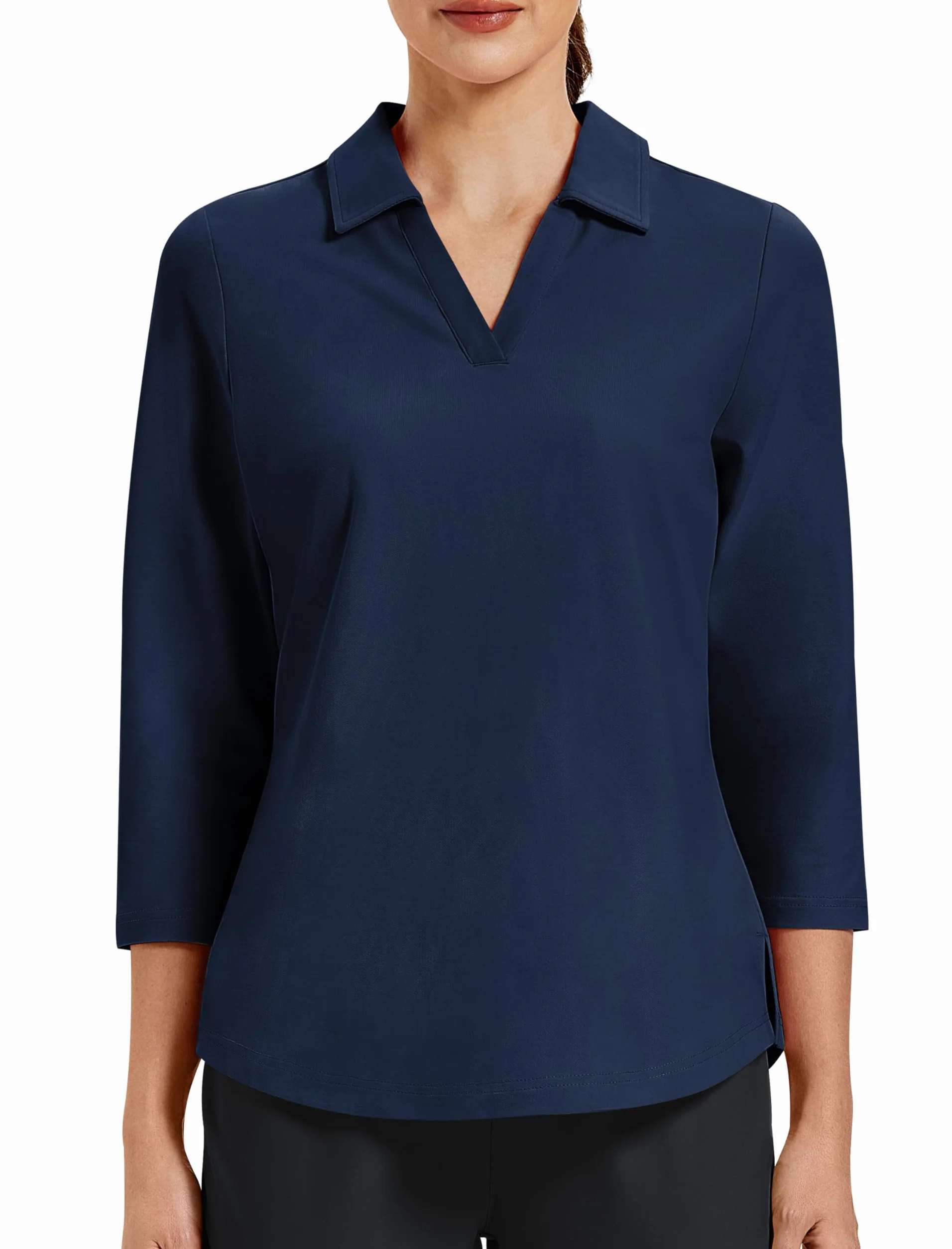 MoFz Polo Manga 3/4 para Mujer Algodón Camiseta Polo de Golf Trabajo Deportivo Casual Top